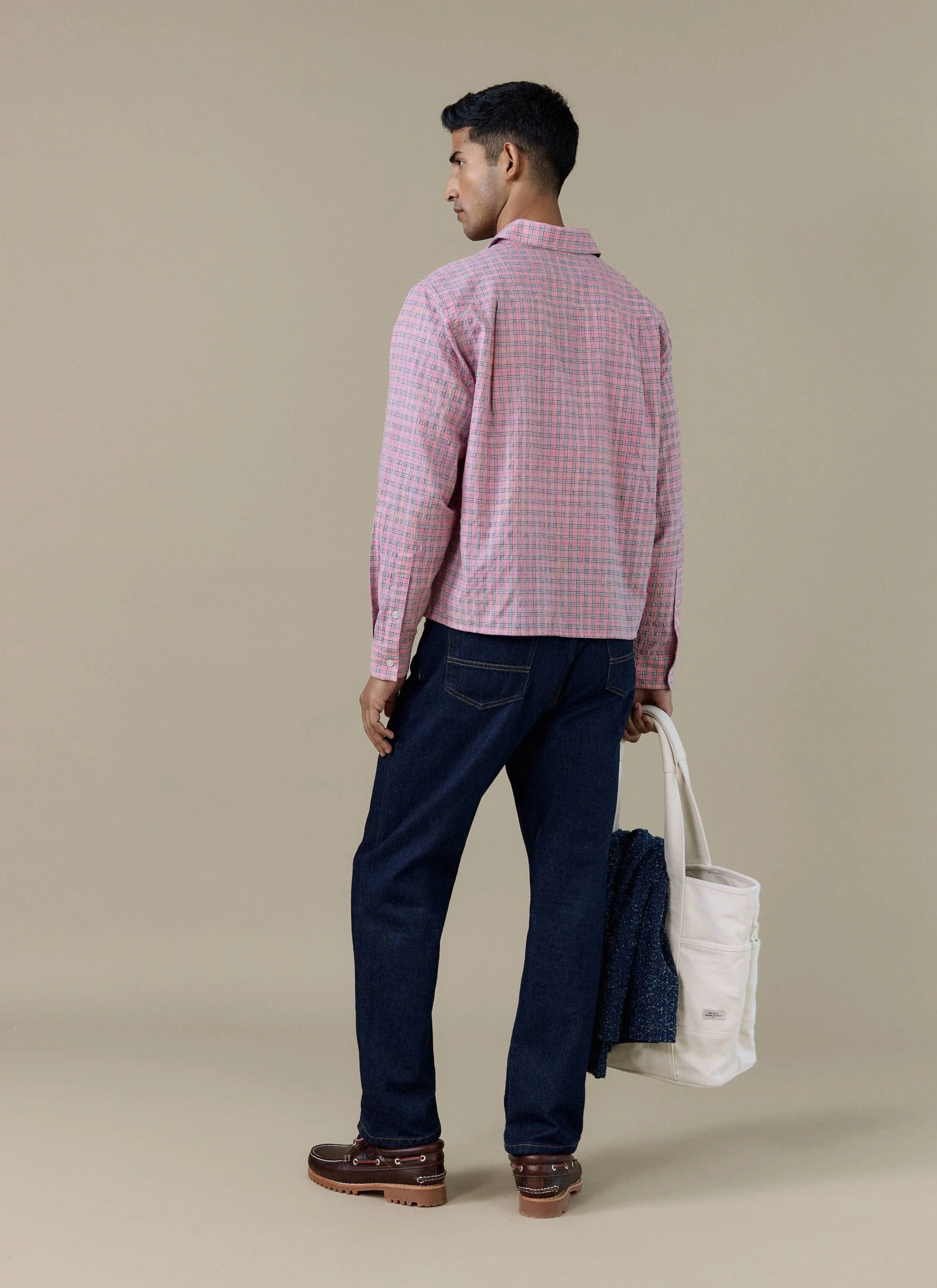 Hinsley Checked Boxy Shirt | Cotton | Pink - Image 3