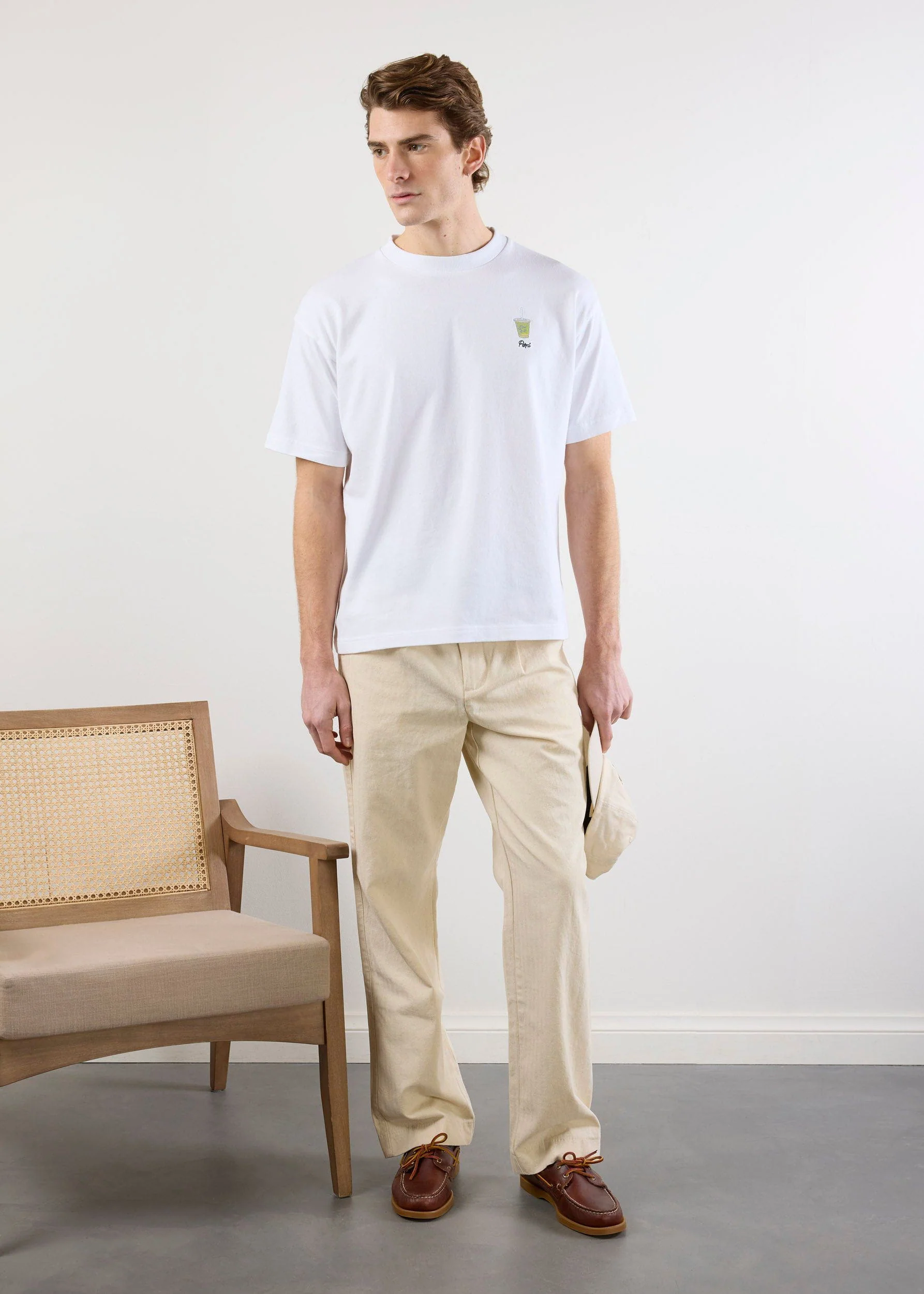 Iced Matcha Oversized T Shirt | Embroidered Organic Cotton | White - Image 3