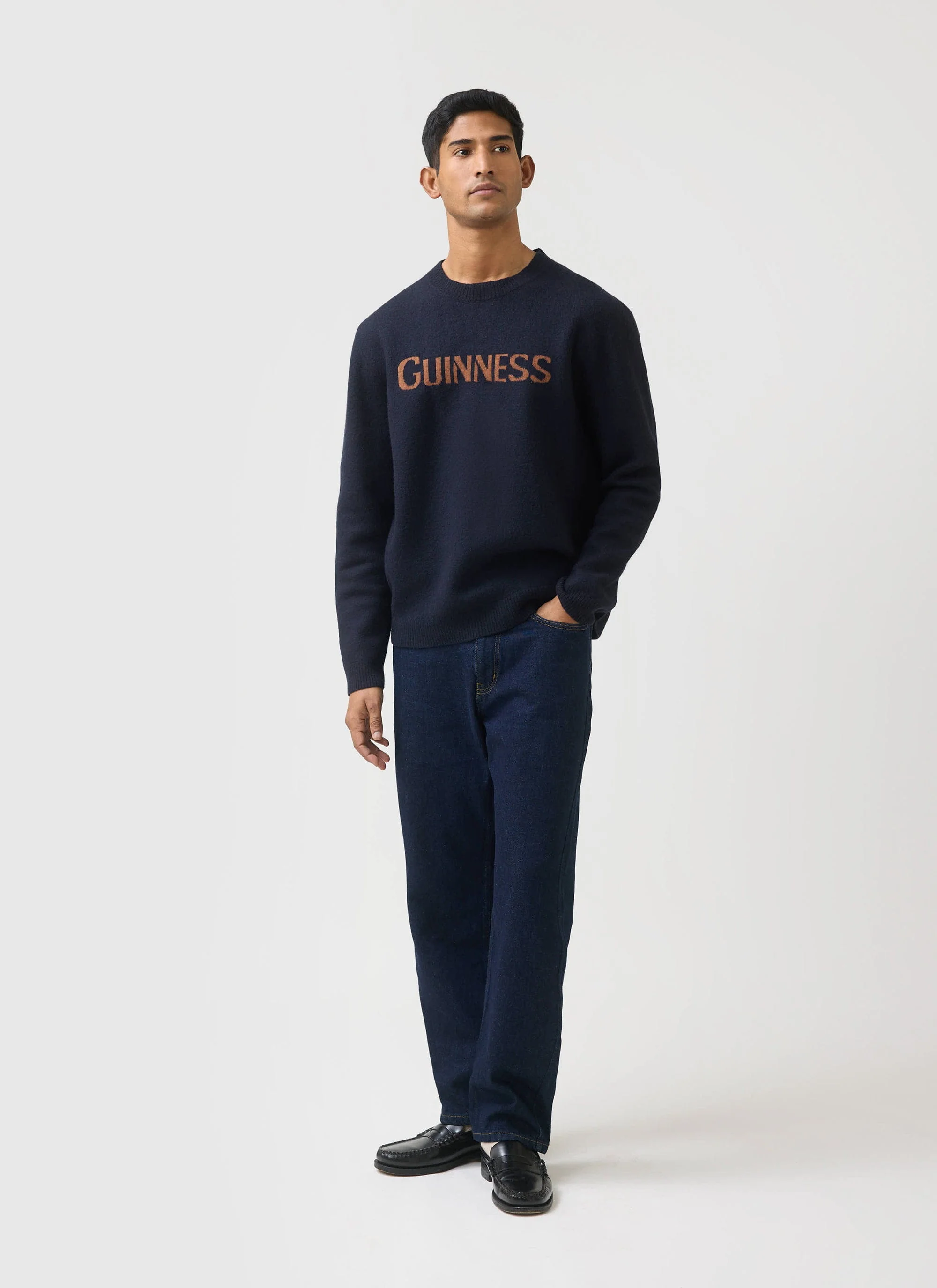 Jacquard Merino Wool Jumper | Guinness x Percival | Navy - Image 8