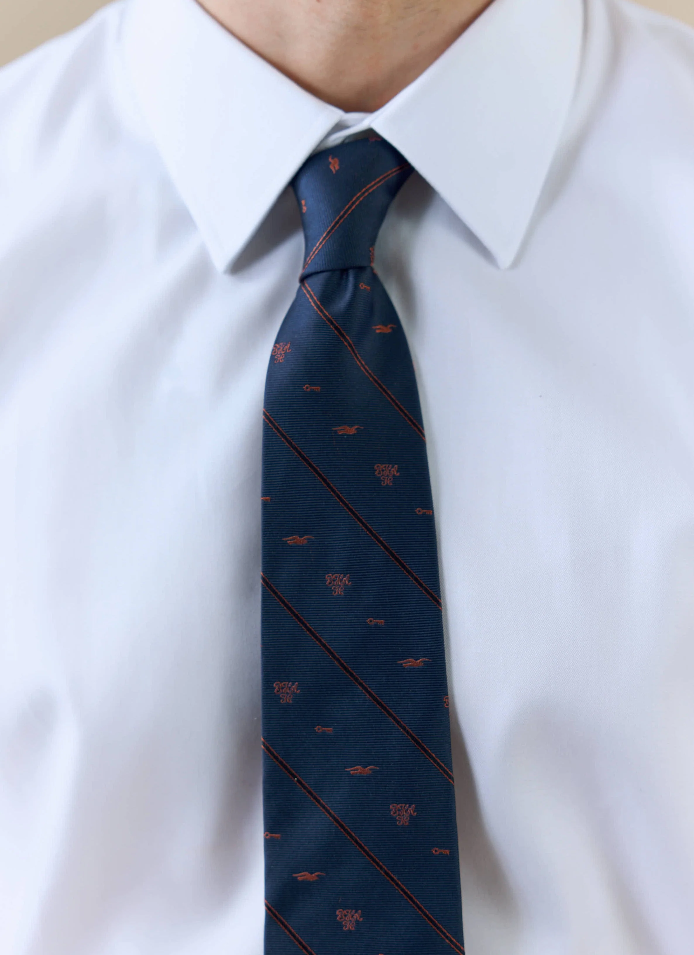 Jacquard Stripe Silk Tie | Brighton & Hove Albion F.C. x Percival | Navy - Image 3