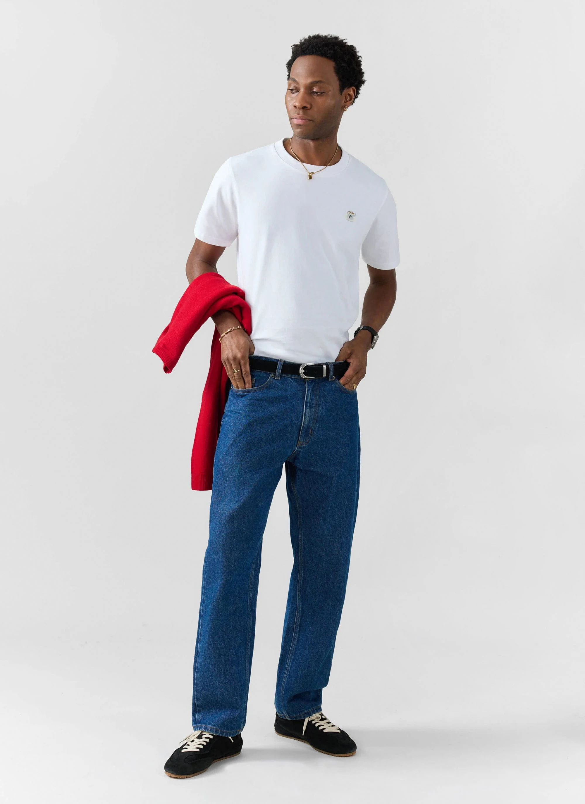 Flat White Embroidered T Shirt | Organic Cotton | White - Image 3