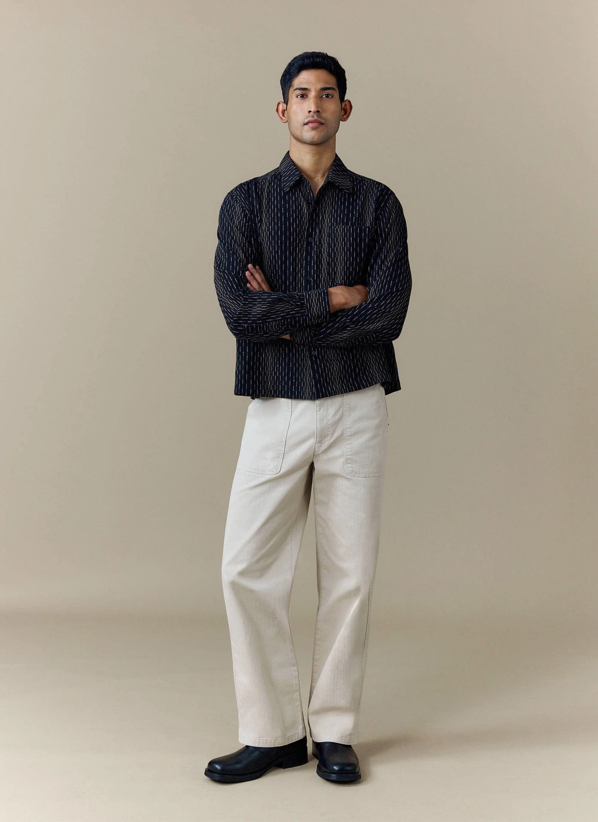 Leland Cuban Boxy Shirt | Cotton | Black - Image 6