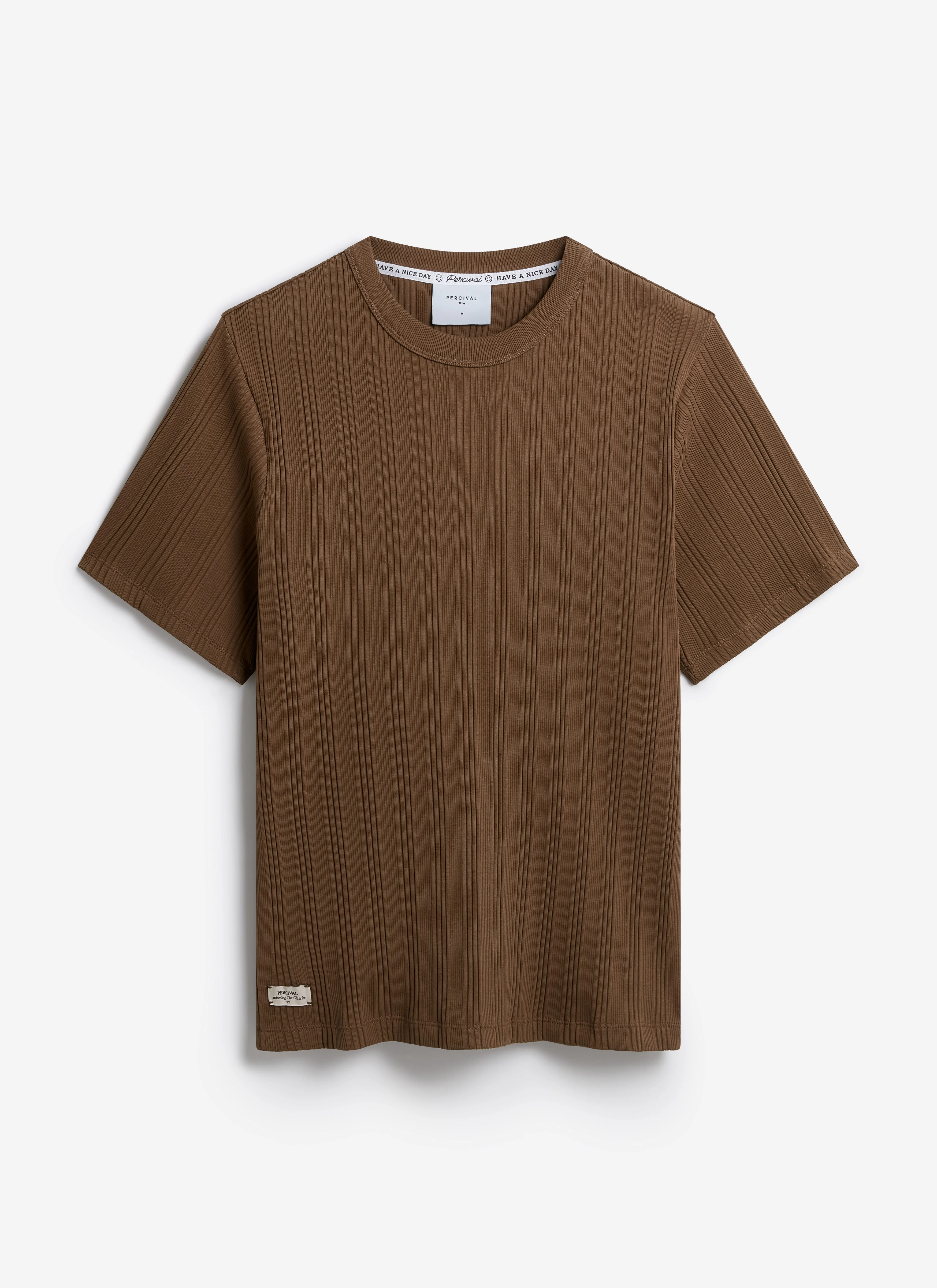 Leon Slim Ribbed T Shirt | Cotton | Brown - Image 5