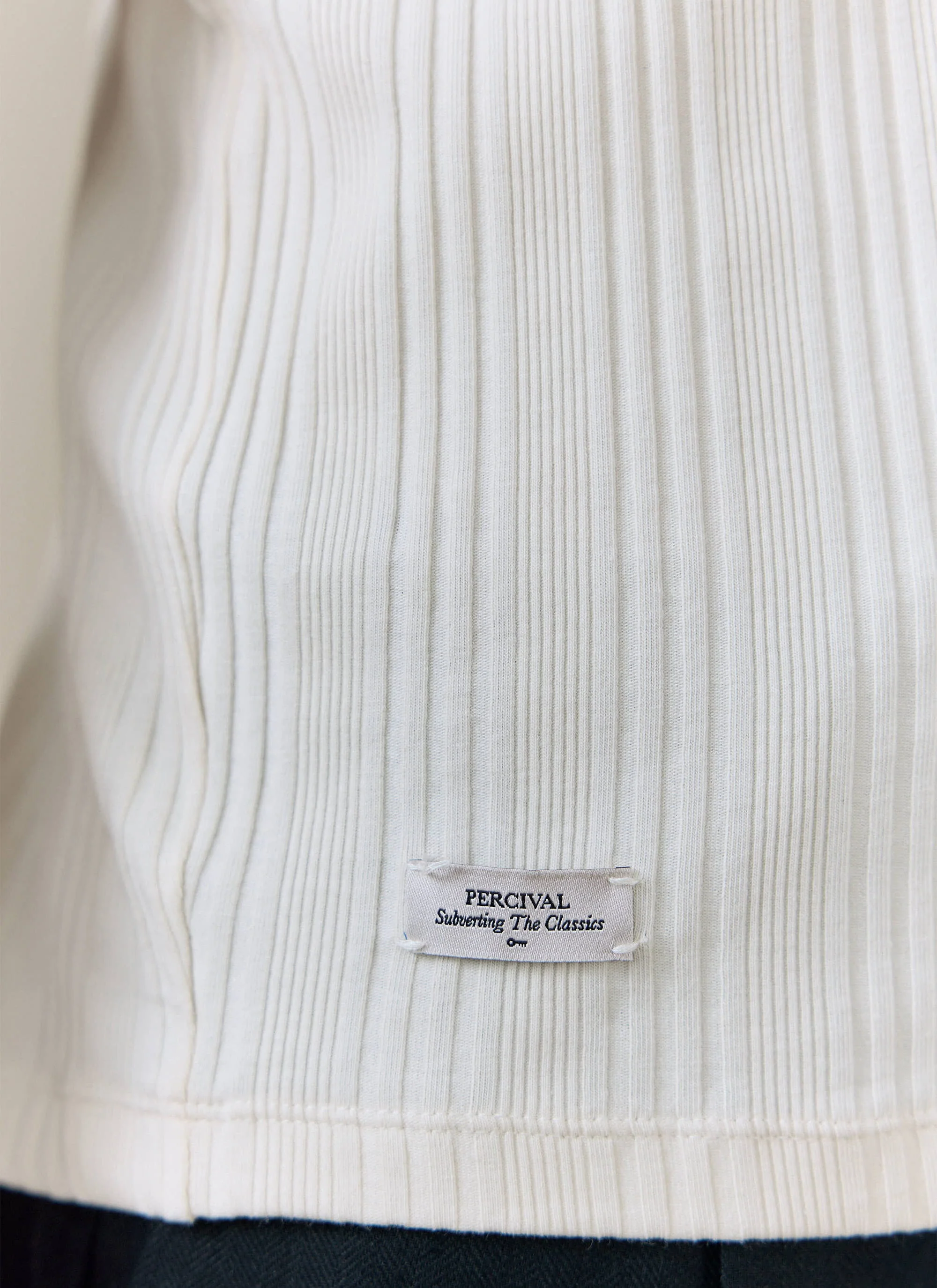 Leon Slim Ribbed T Shirt | Cotton | Cream - Image 6