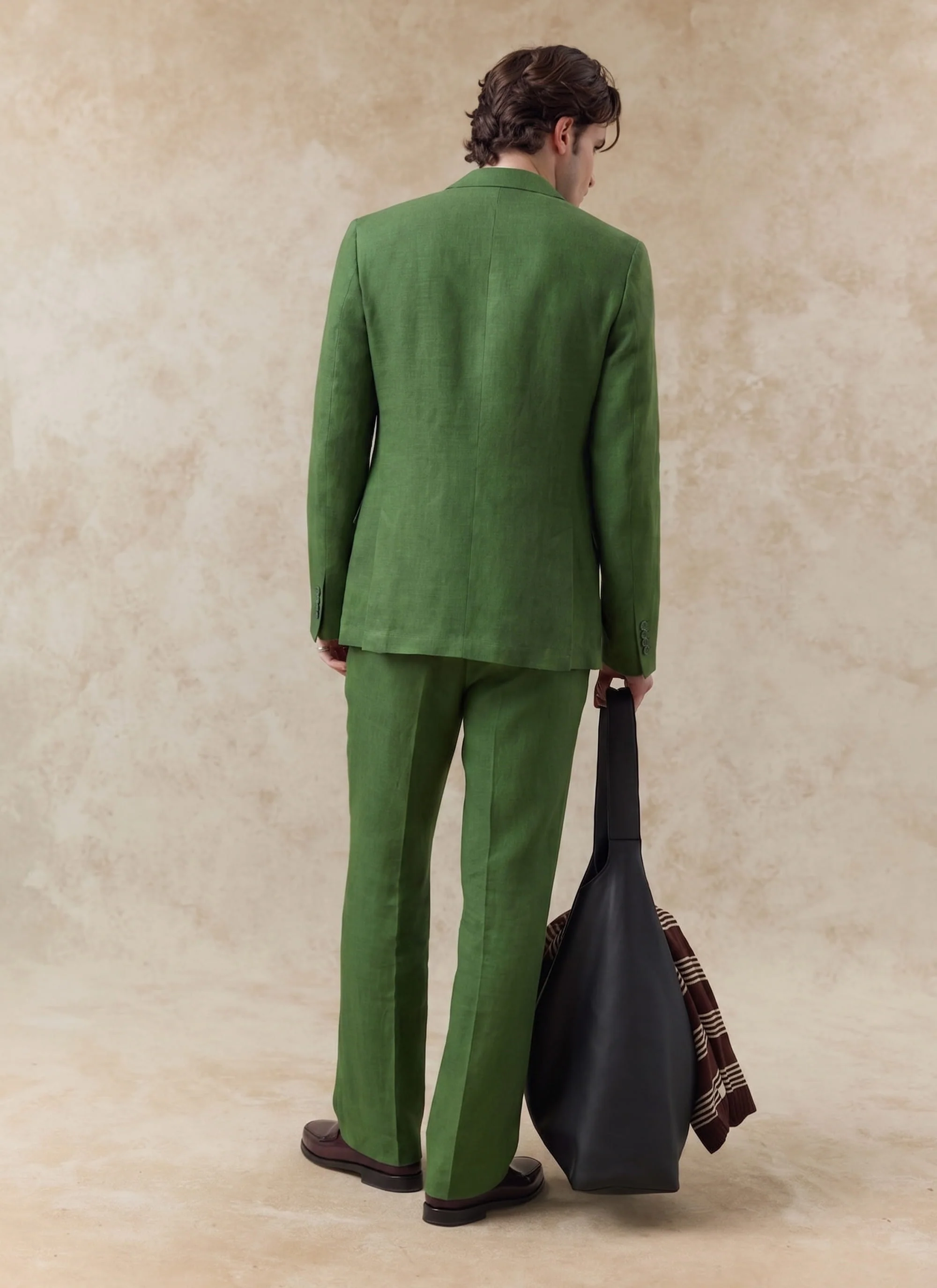 Tailored Linen Trousers | Forest - Image 3