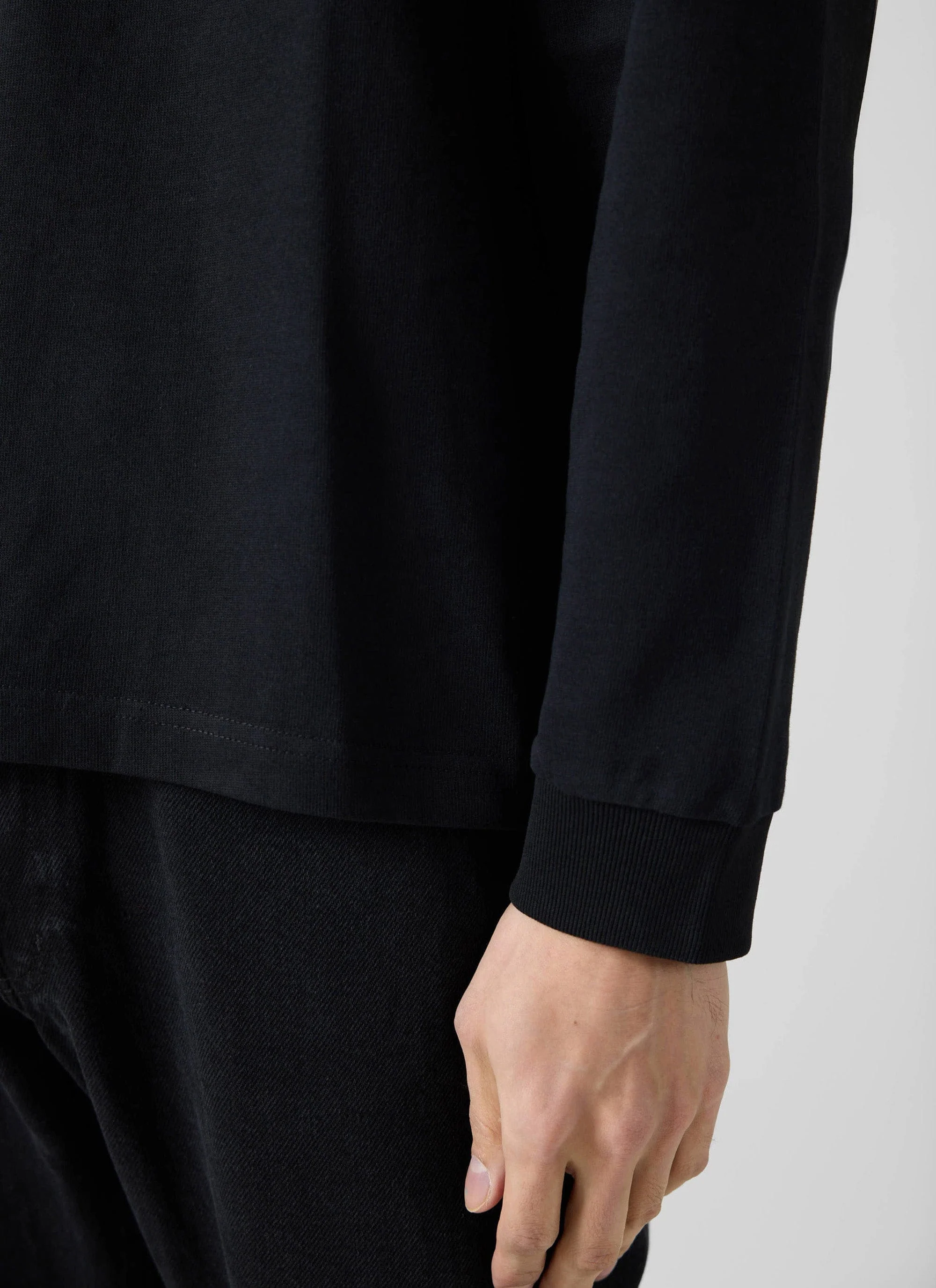 Long Sleeve Pocket T Shirt | Organic Cotton | Black - Image 6