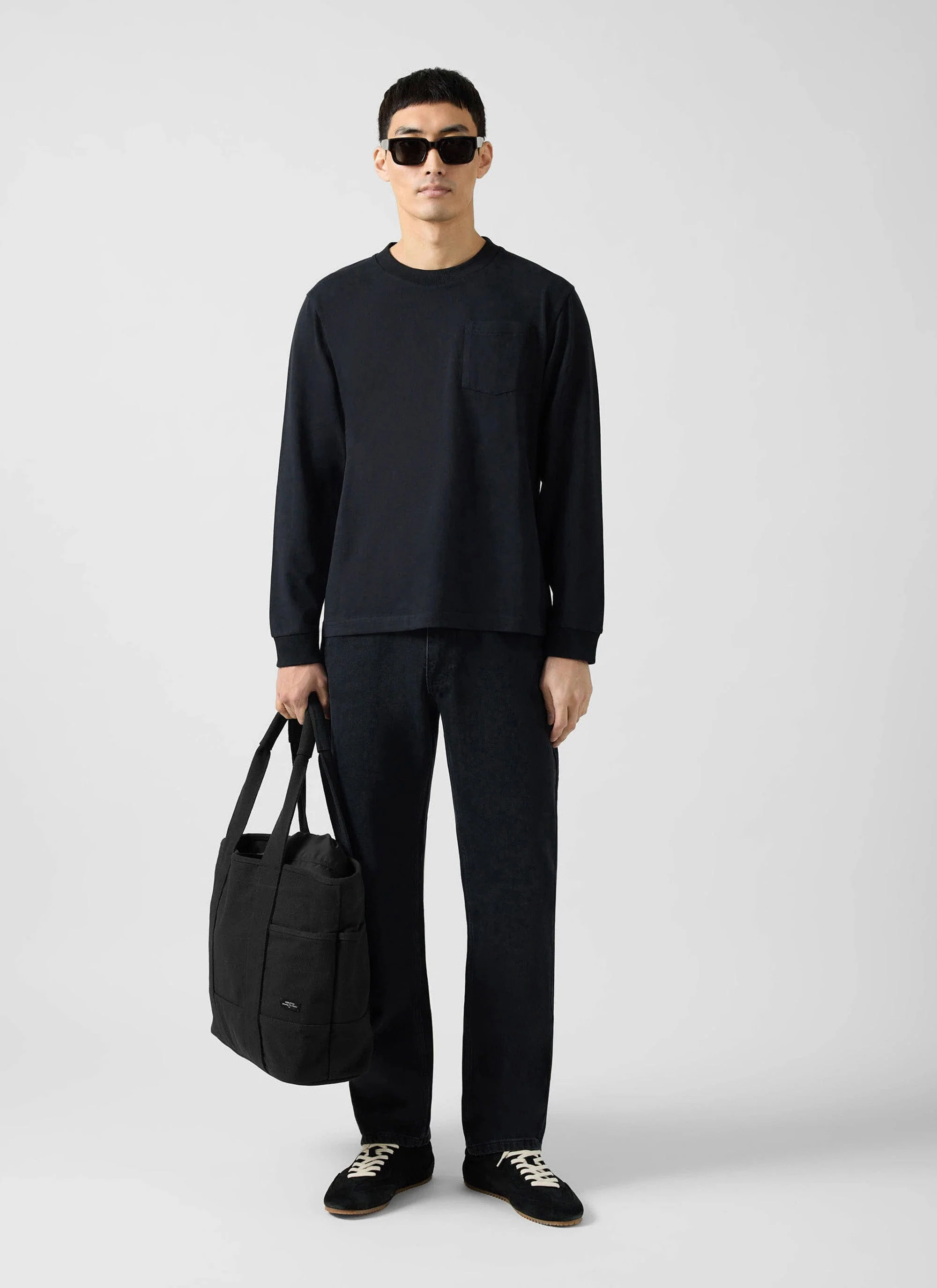 Long Sleeve Pocket T Shirt | Organic Cotton | Black - Image 7