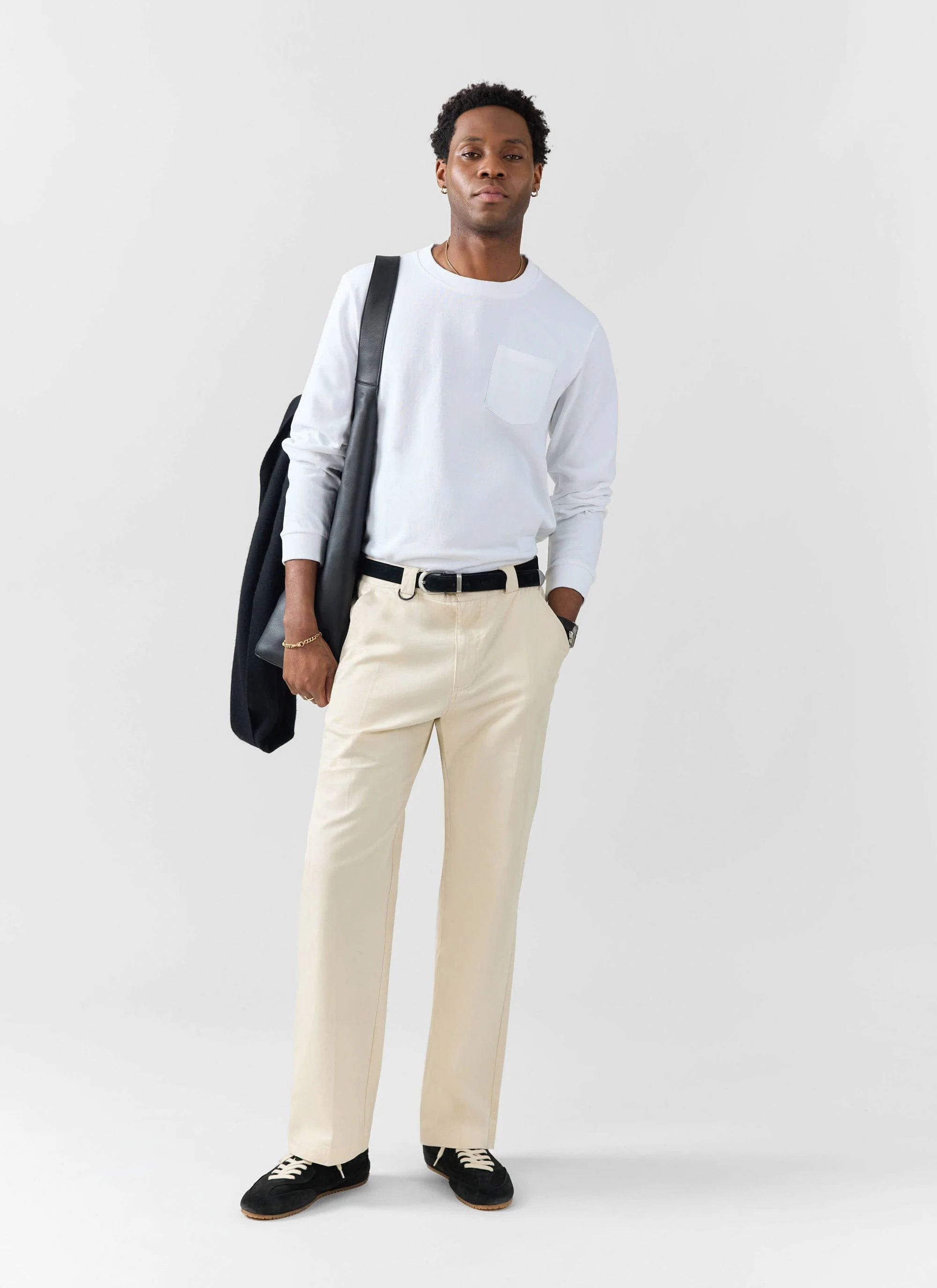 Long Sleeve Pocket T Shirt | Organic Cotton | White - Image 5