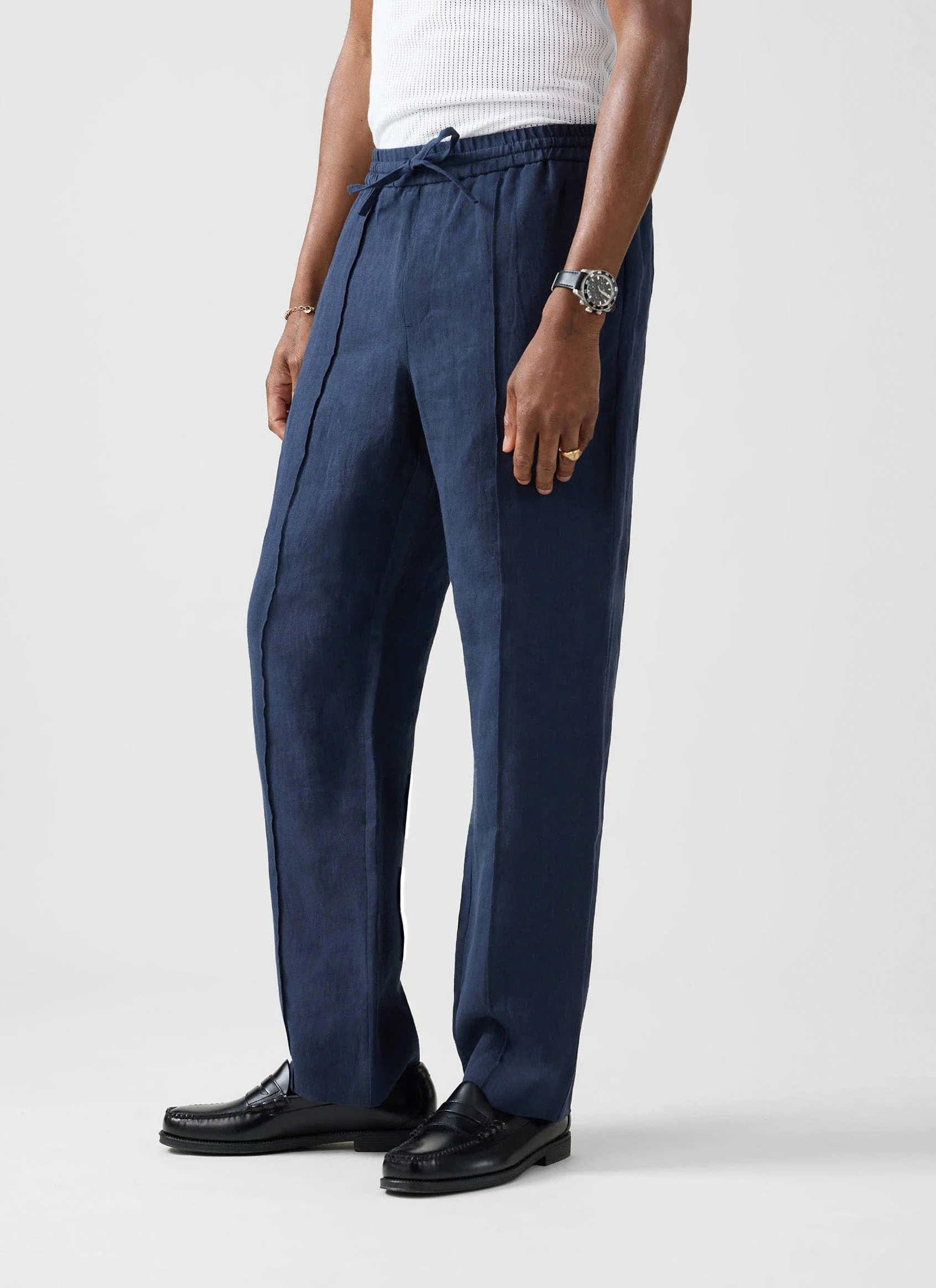 Lorena Wide Leg Trousers | Linen | Navy - Image 5