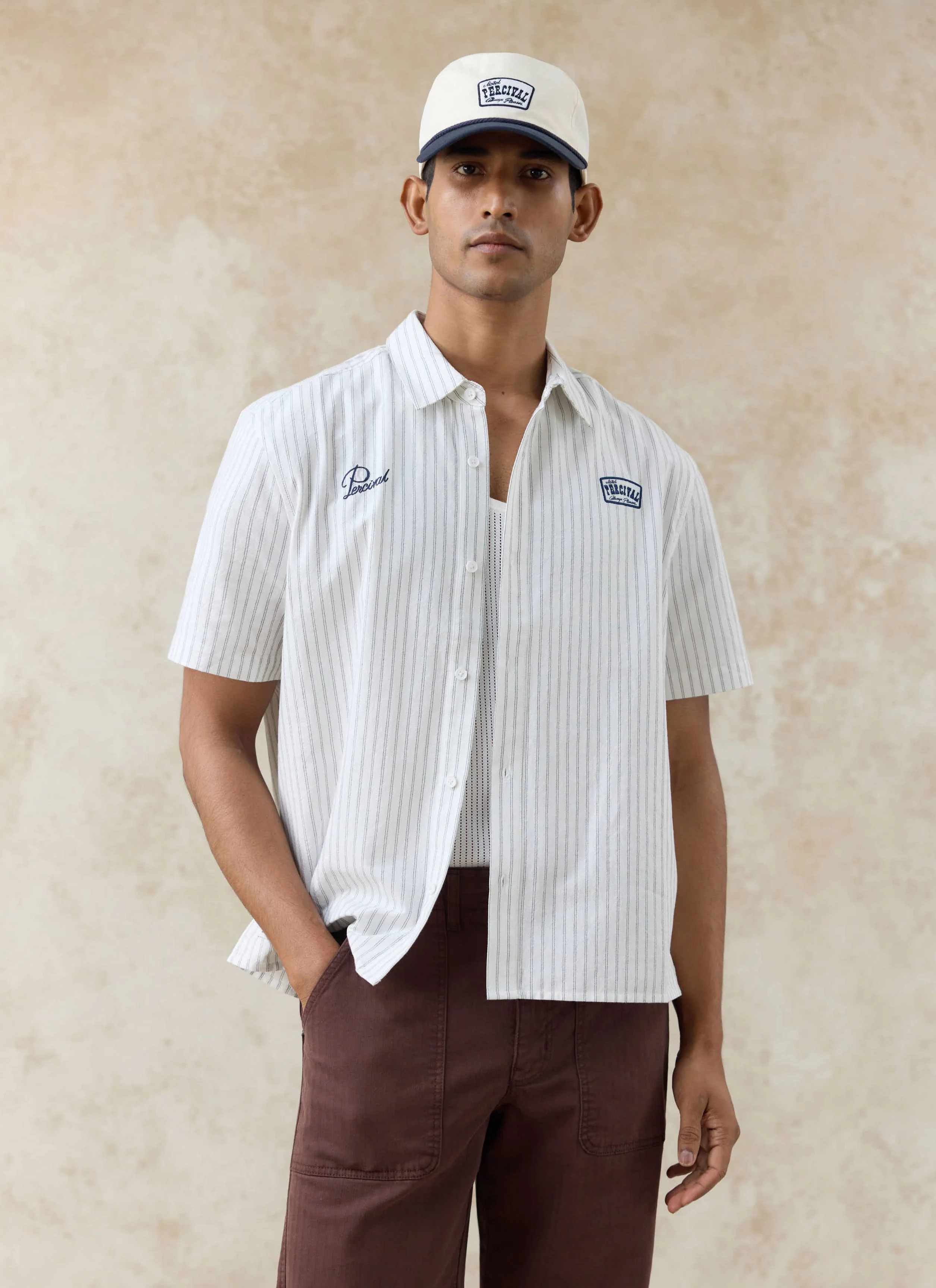 Lucia Embroidered Shirt | Cotton | Cream Stripe - Image 4