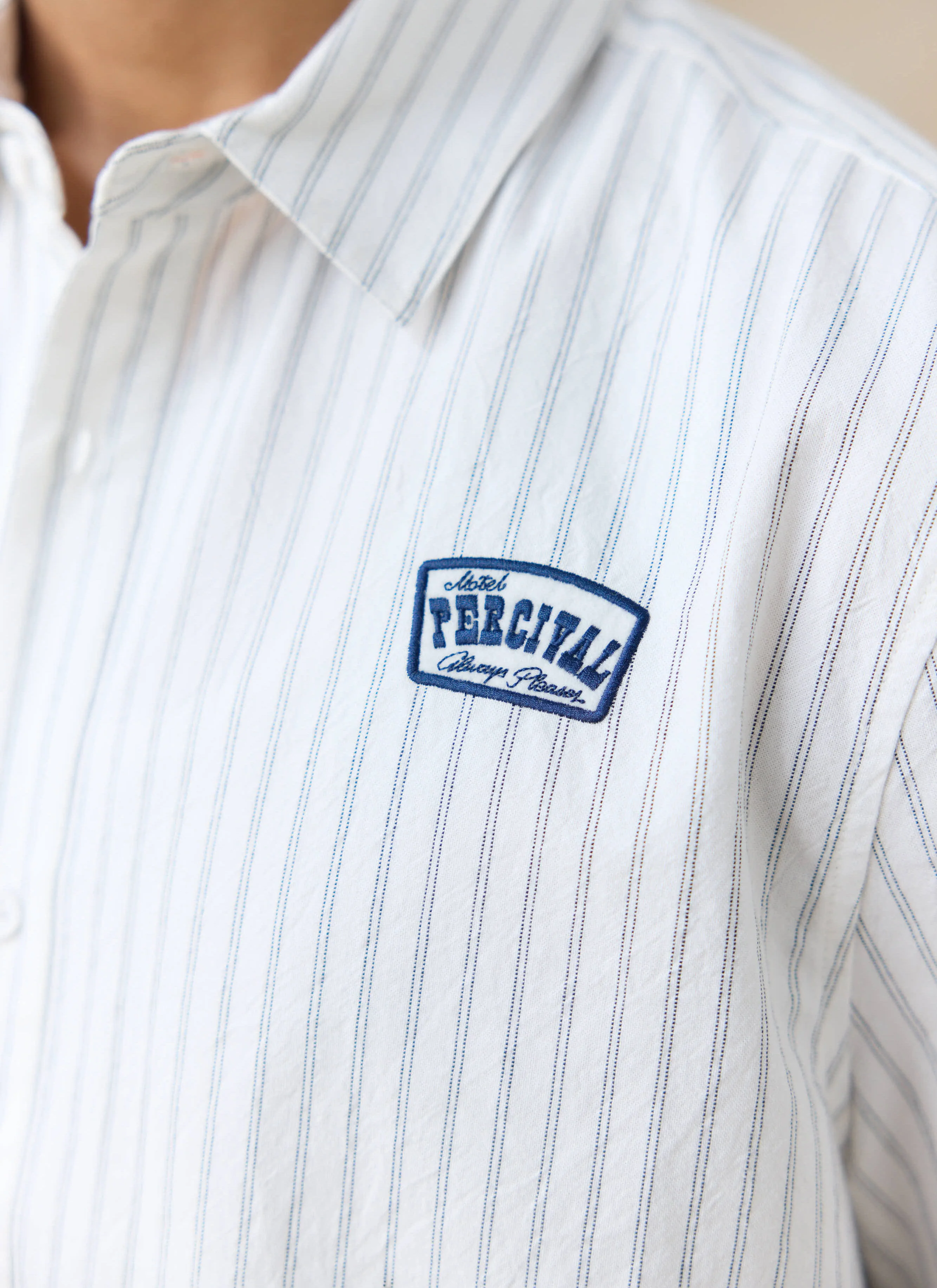 Lucia Embroidered Shirt | Cotton | Cream Stripe - Image 5