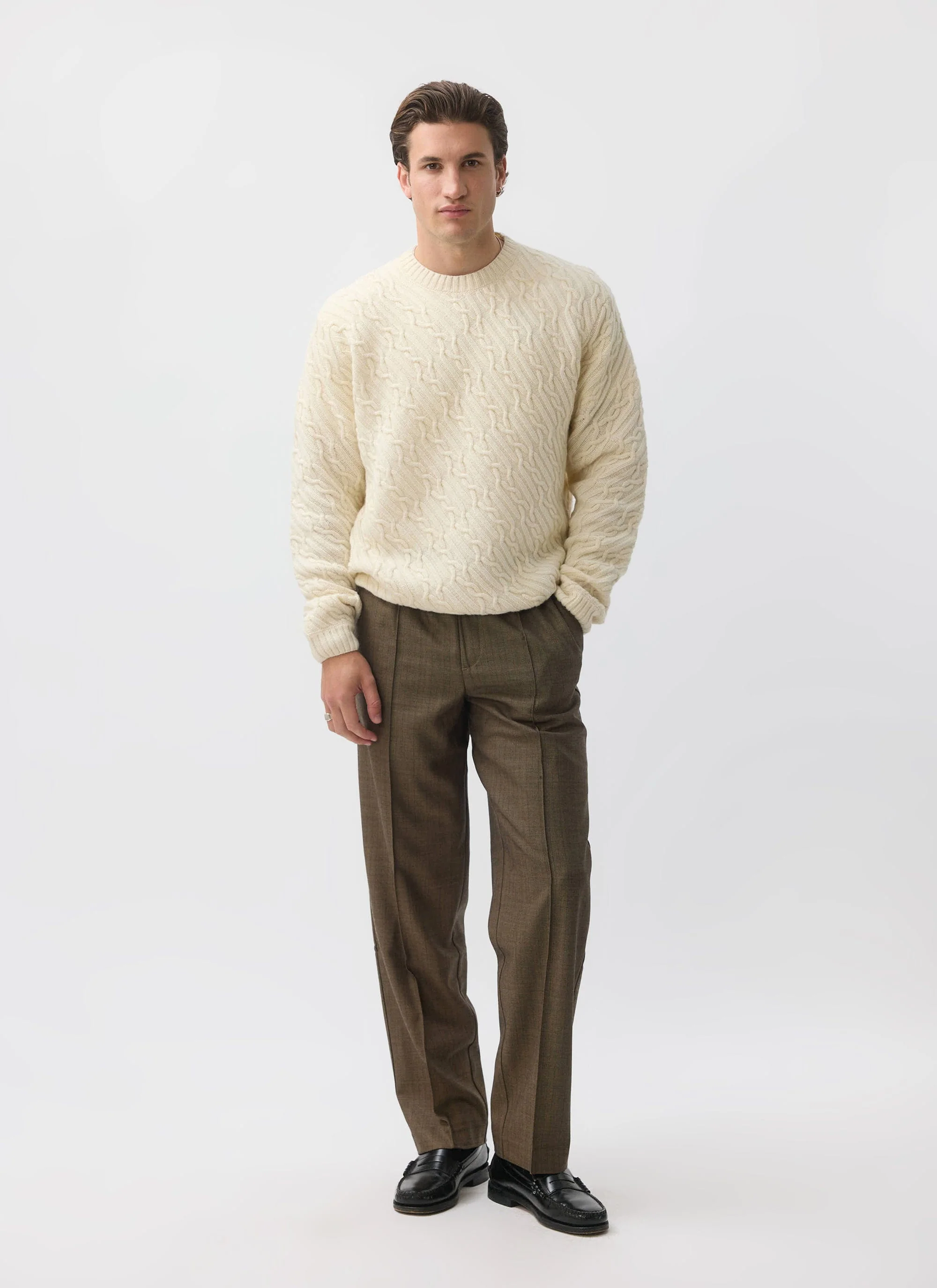 Melville Cable Knit Jumper | Wool | Cream - Image 3
