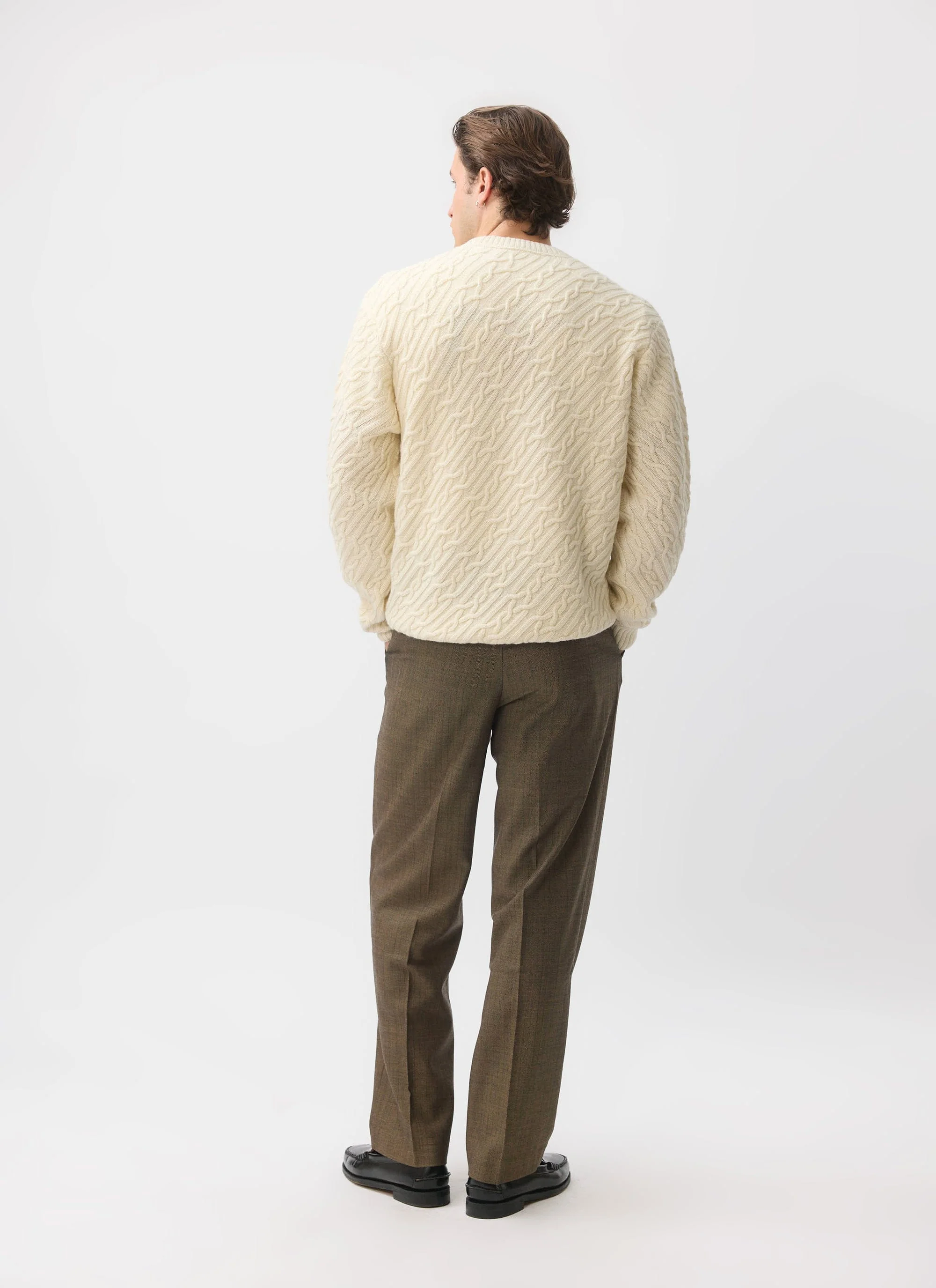 Melville Cable Knit Jumper | Wool | Cream - Image 6