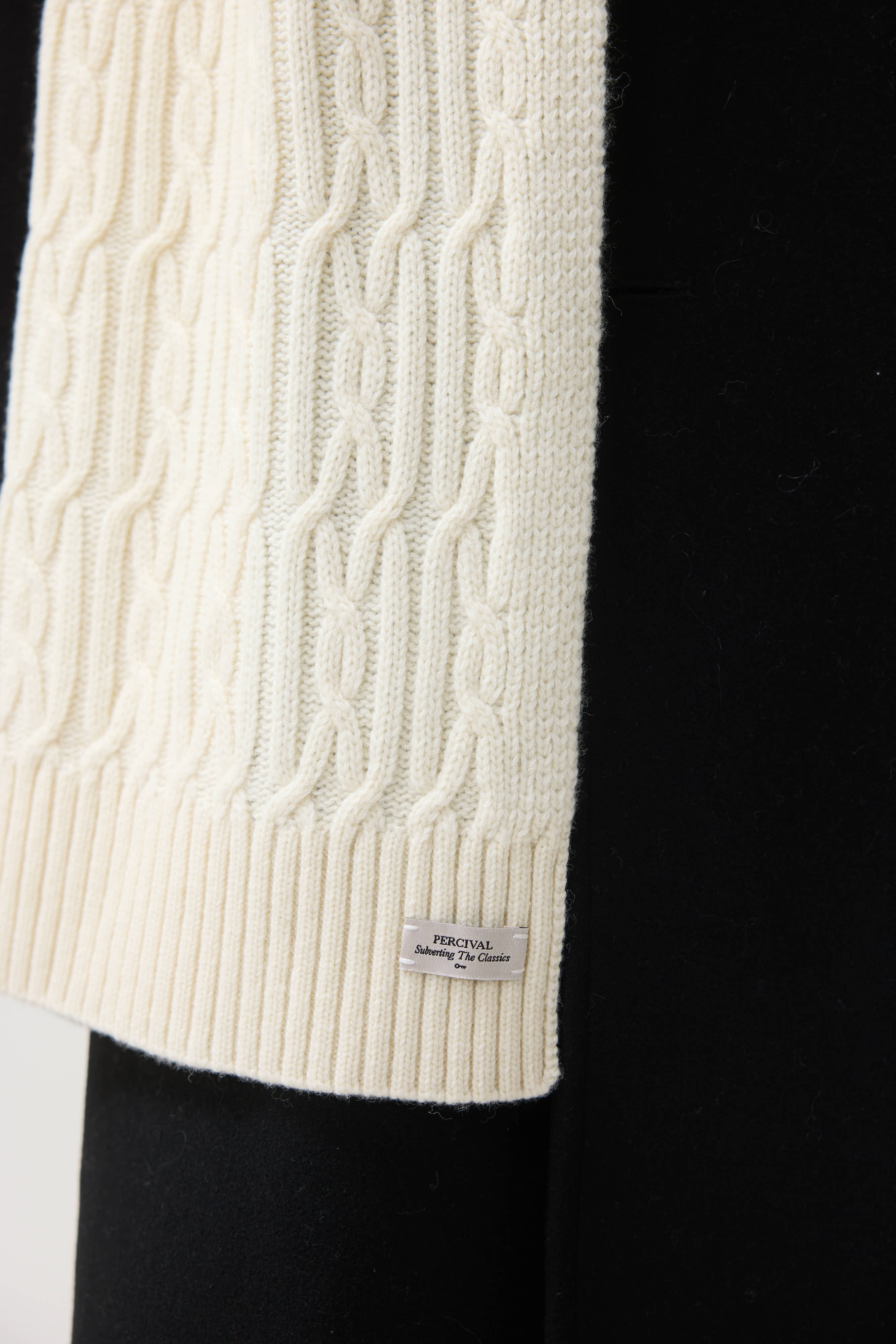 Melville Cable Knited Scarf | Wool | Cream - Image 6