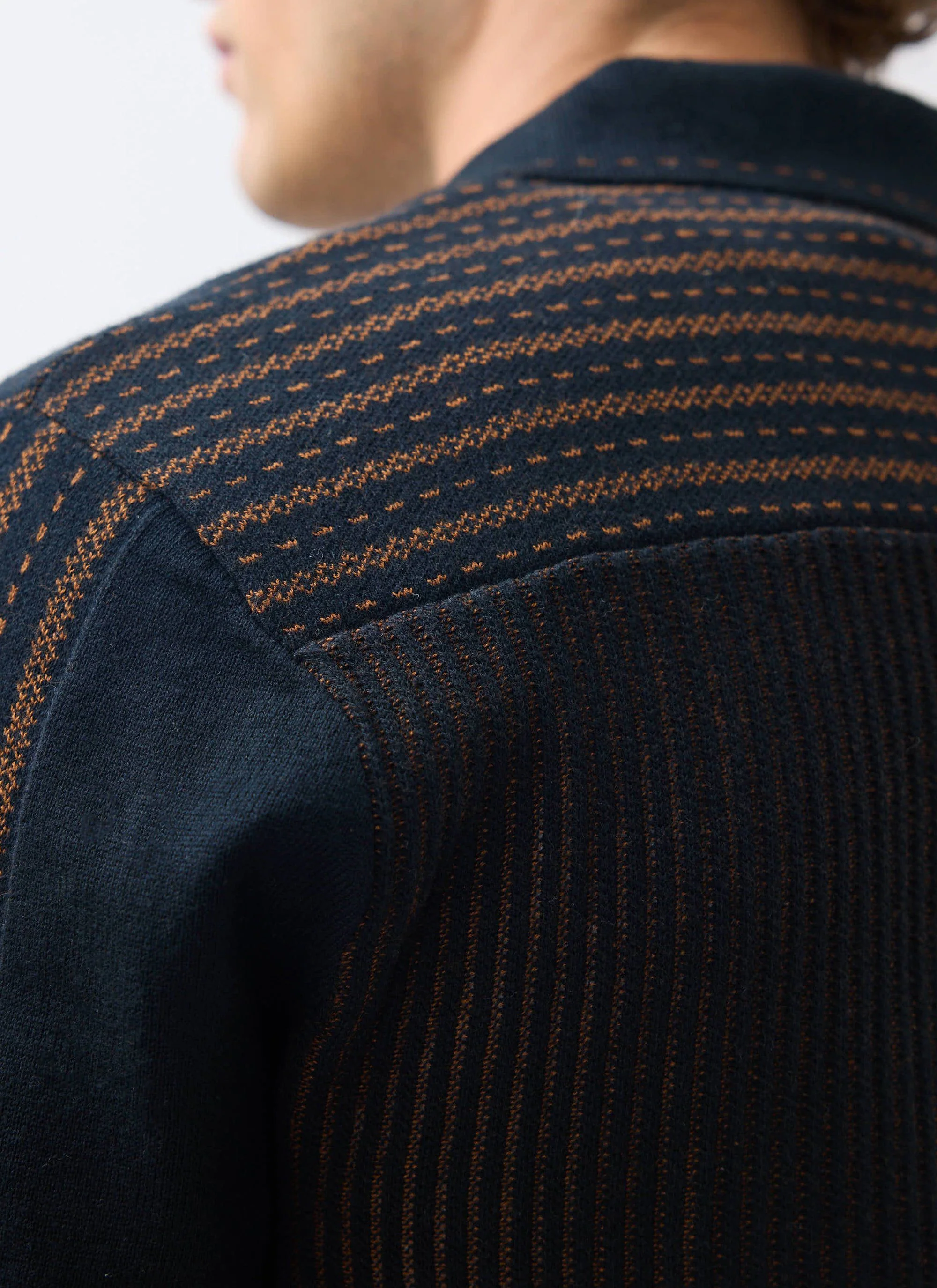 Appendix Long Sleeve Knitted Shirt | Cotton | Black with Brown - Image 5
