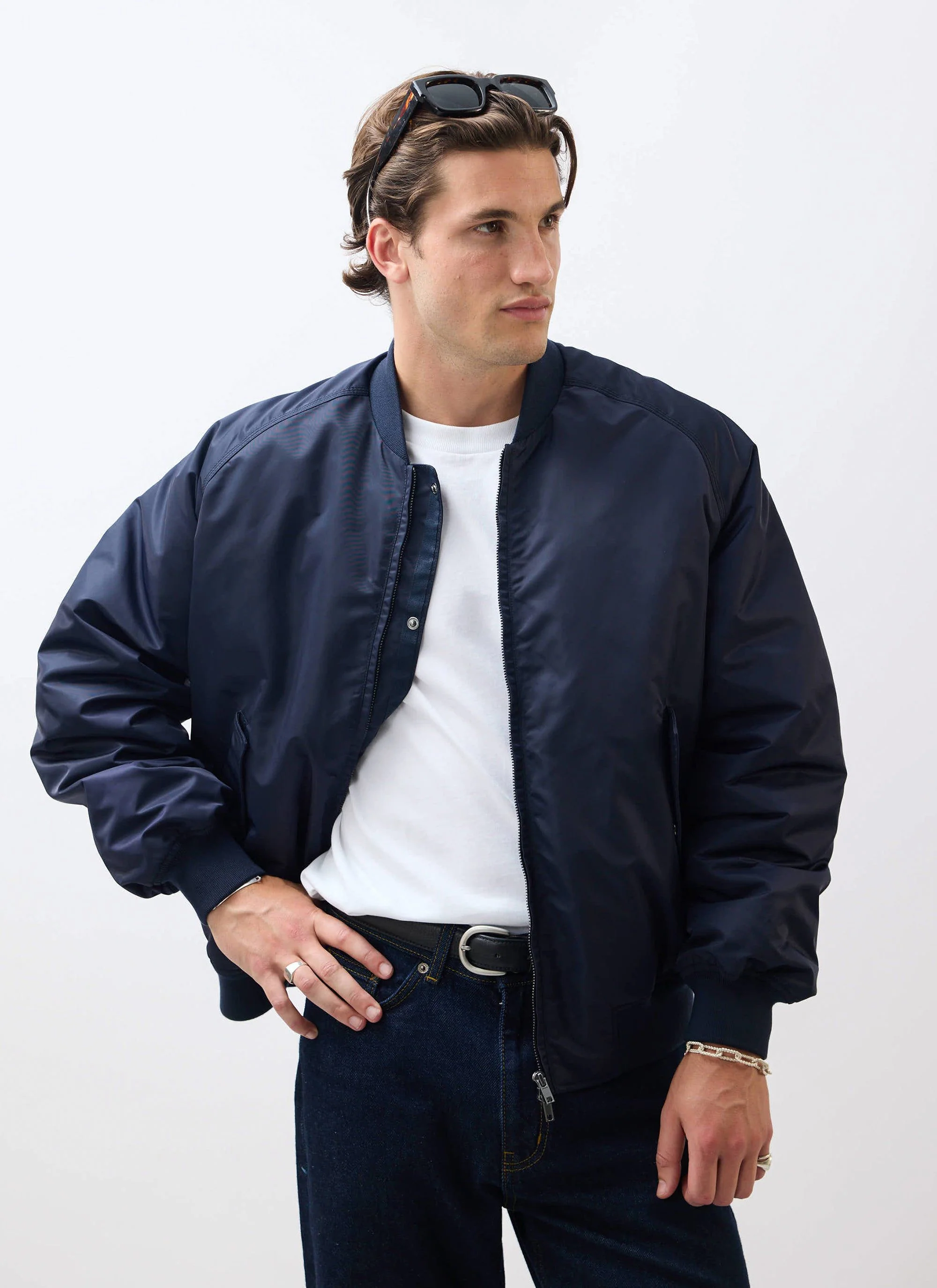 Bomber Jacket | Nylon | Midnight with Olive - Image 8