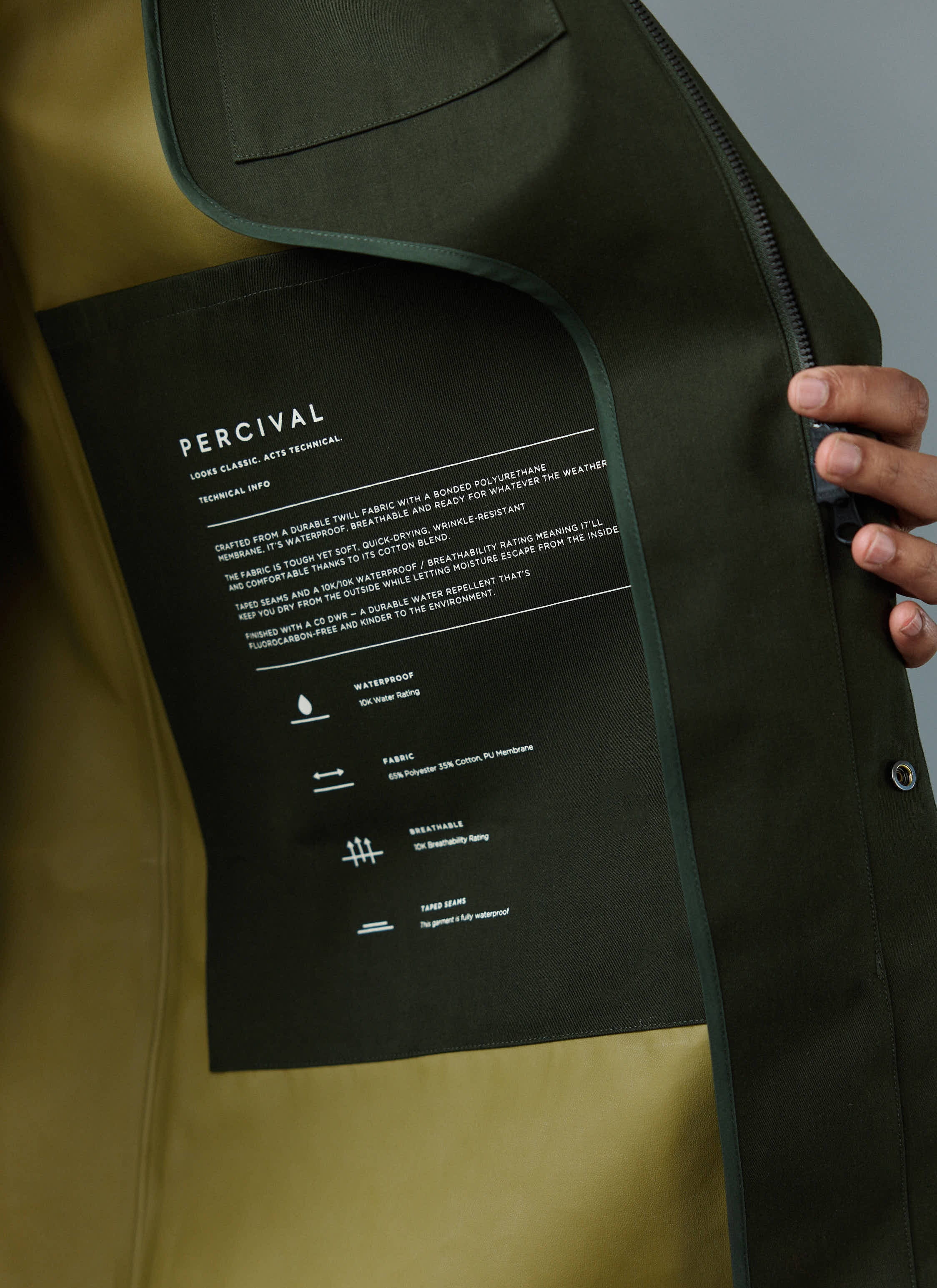 Greyson Long Trench Coat | Waterproof | Forest with Olive - Image 9