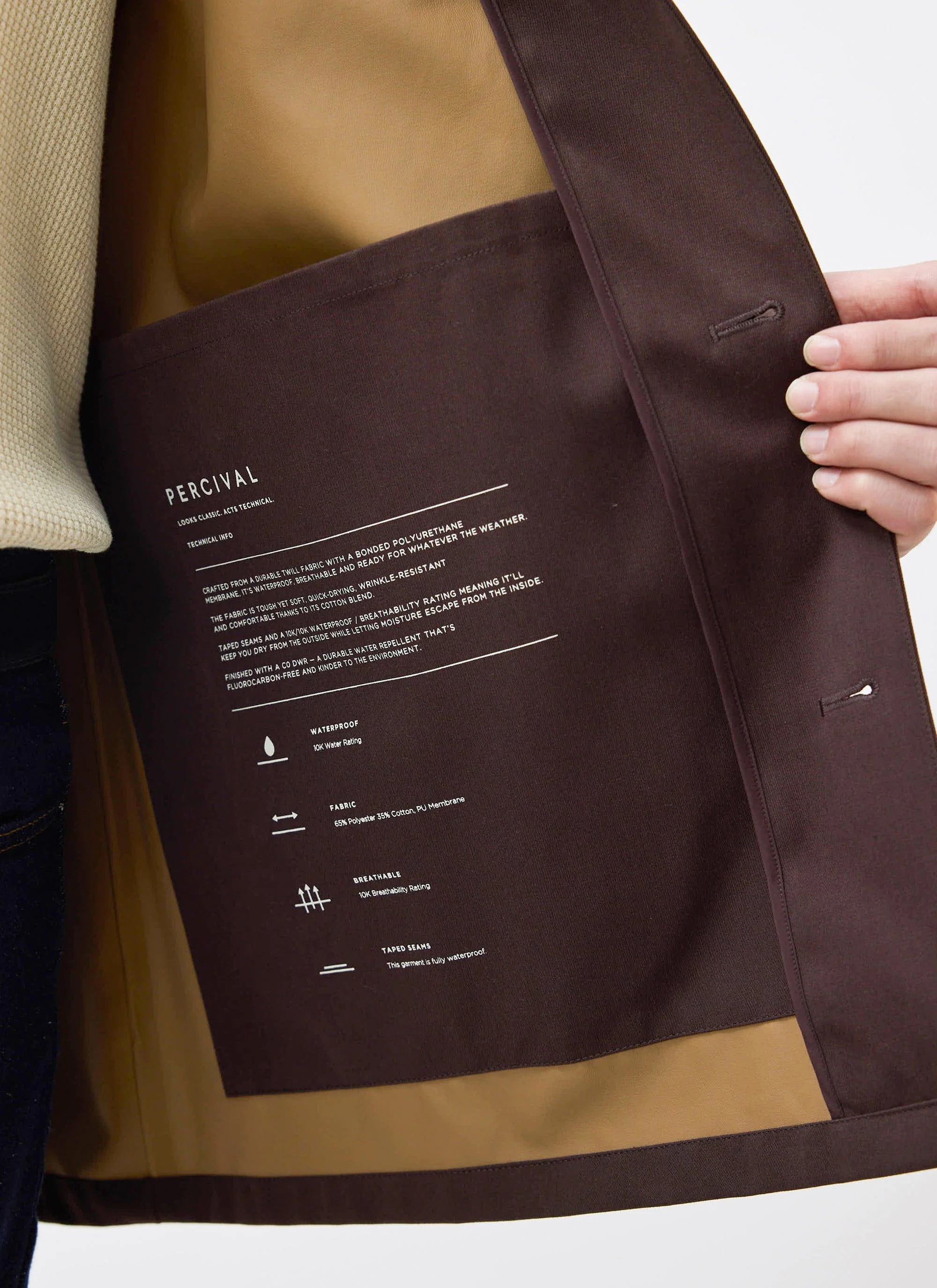 Sherlock Short Trench Coat | Waterproof | Espresso with Cinnamon - Image 4
