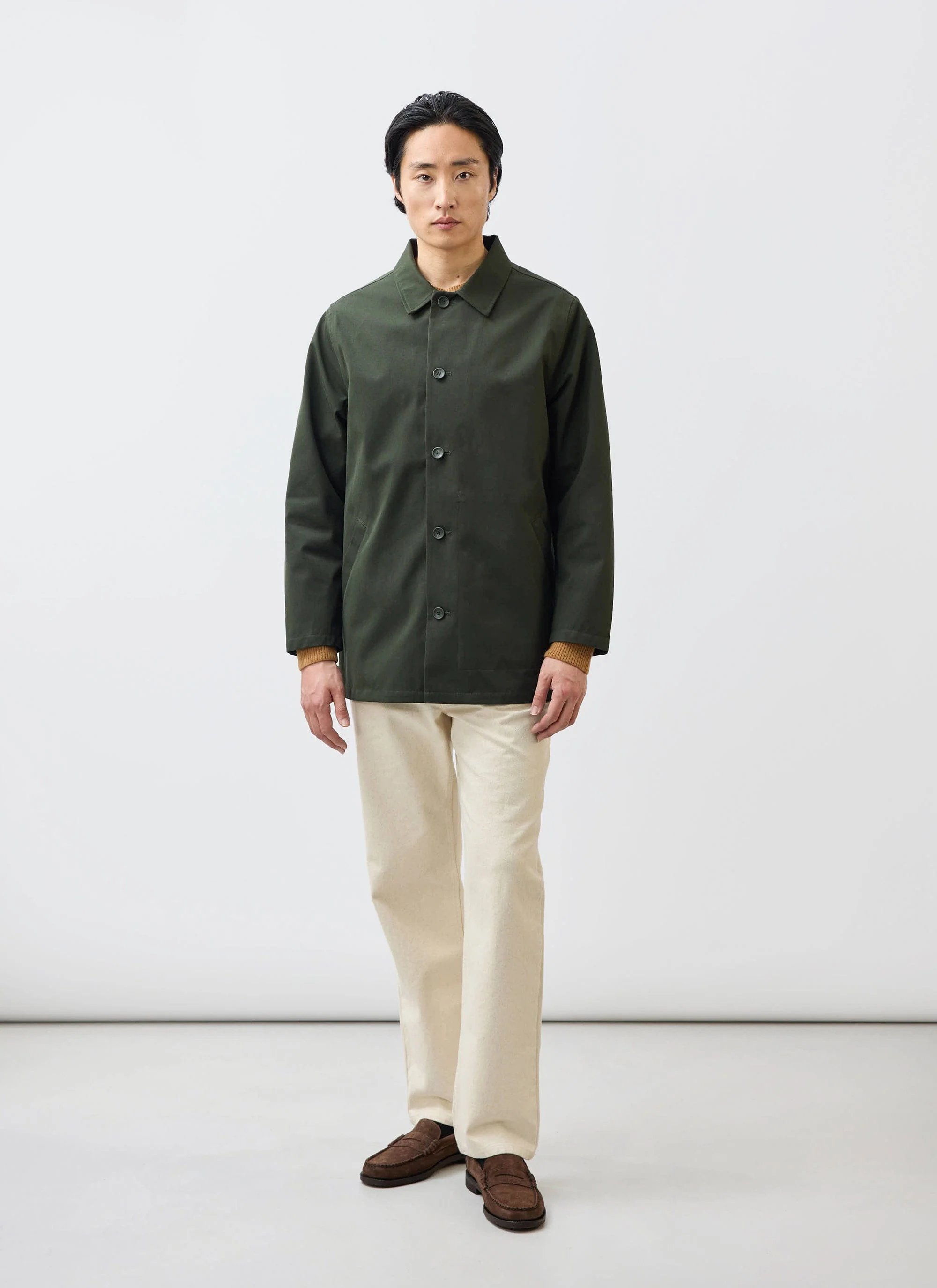 Sherlock Short Trench Coat | Waterproof | Forest with Check - Image 6