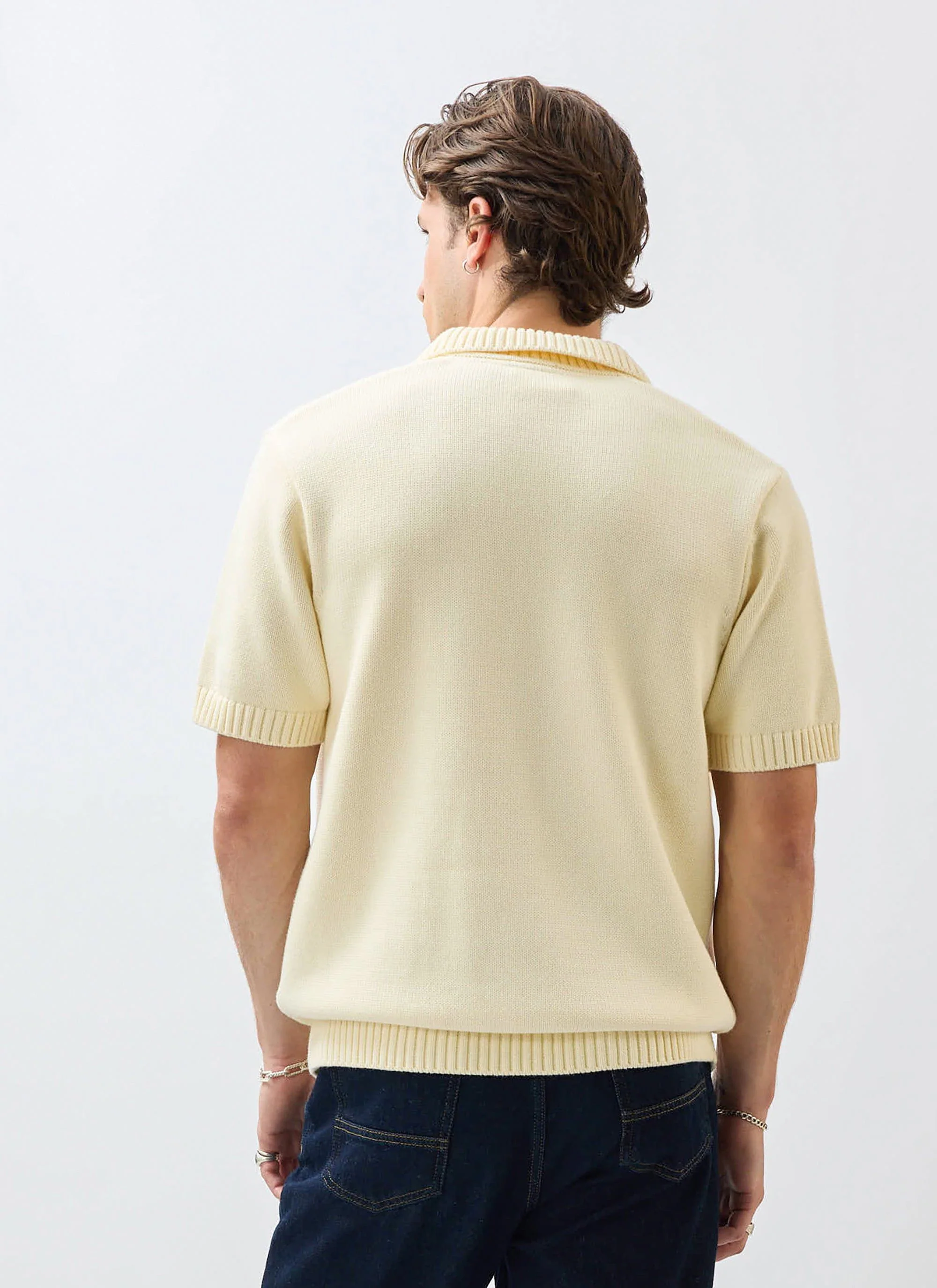 Verso Short Sleeve Knitted Shirt | Cotton | Cream - Image 5