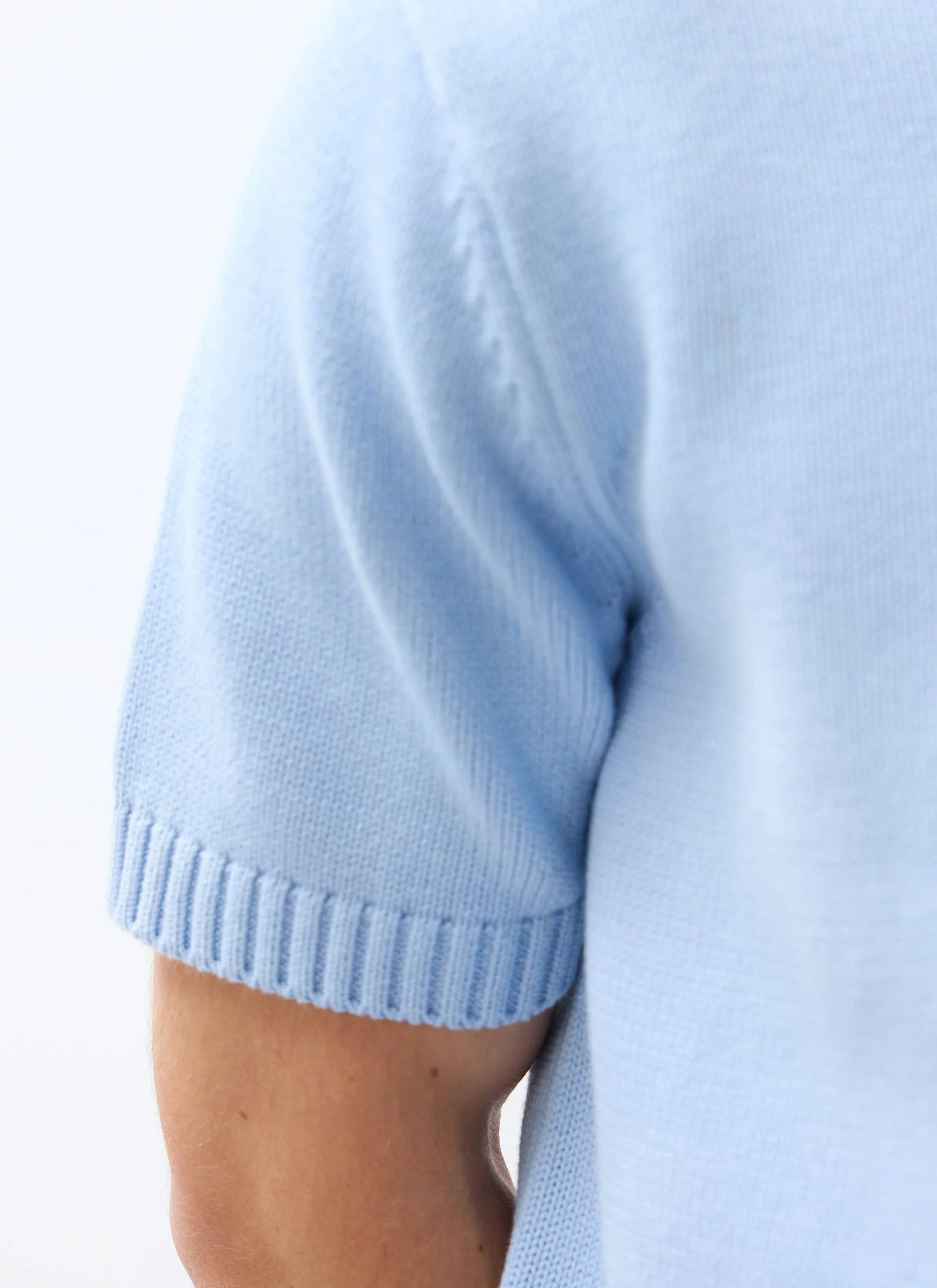 Verso Short Sleeve Knitted Shirt | Cotton | Heather Blue - Image 8