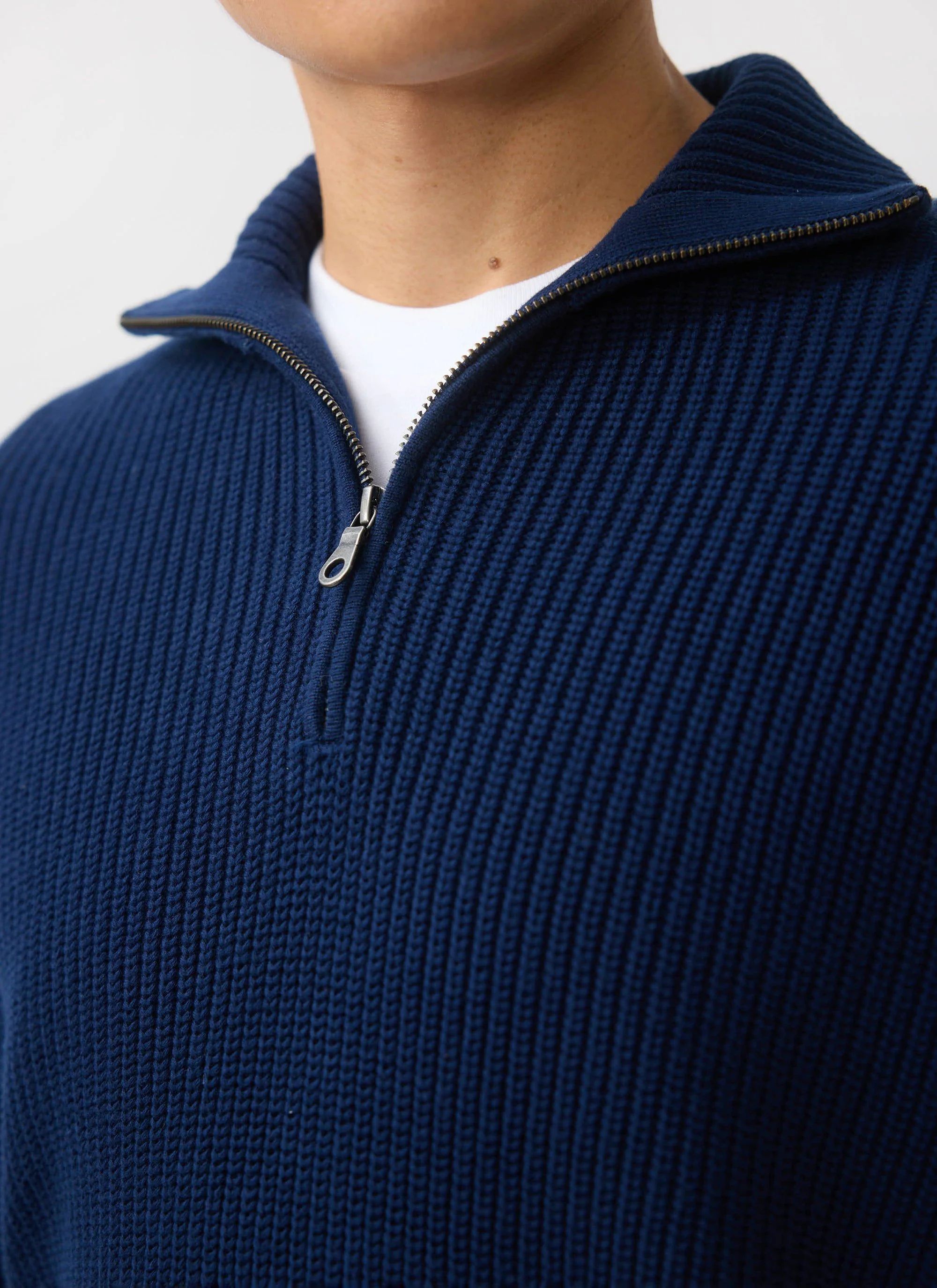 Meyer Quarter Zip Fisherman | Cotton | Blue - Image 4