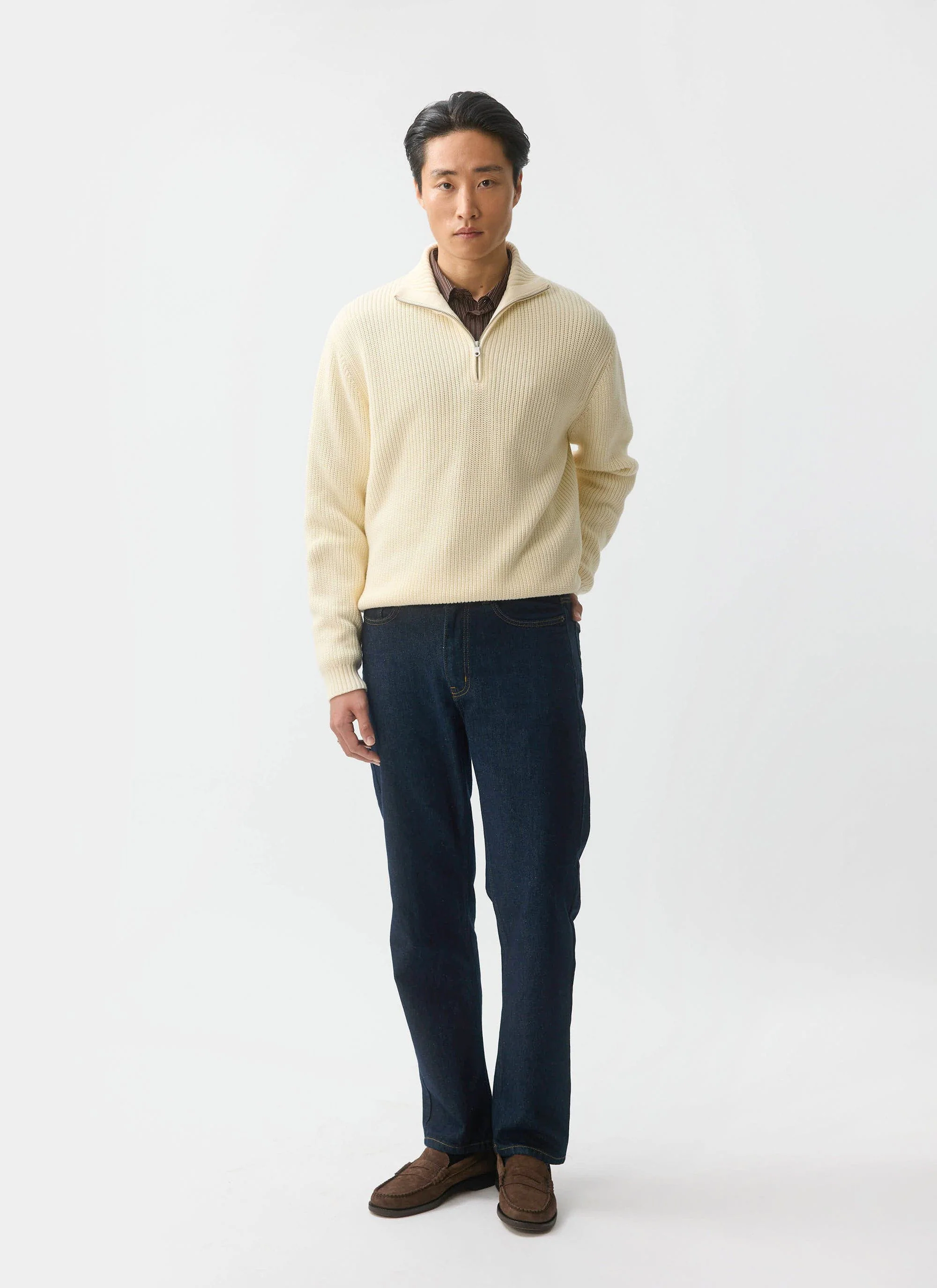 Meyer Quarter Zip Fisherman | Cotton | Cream - Image 2