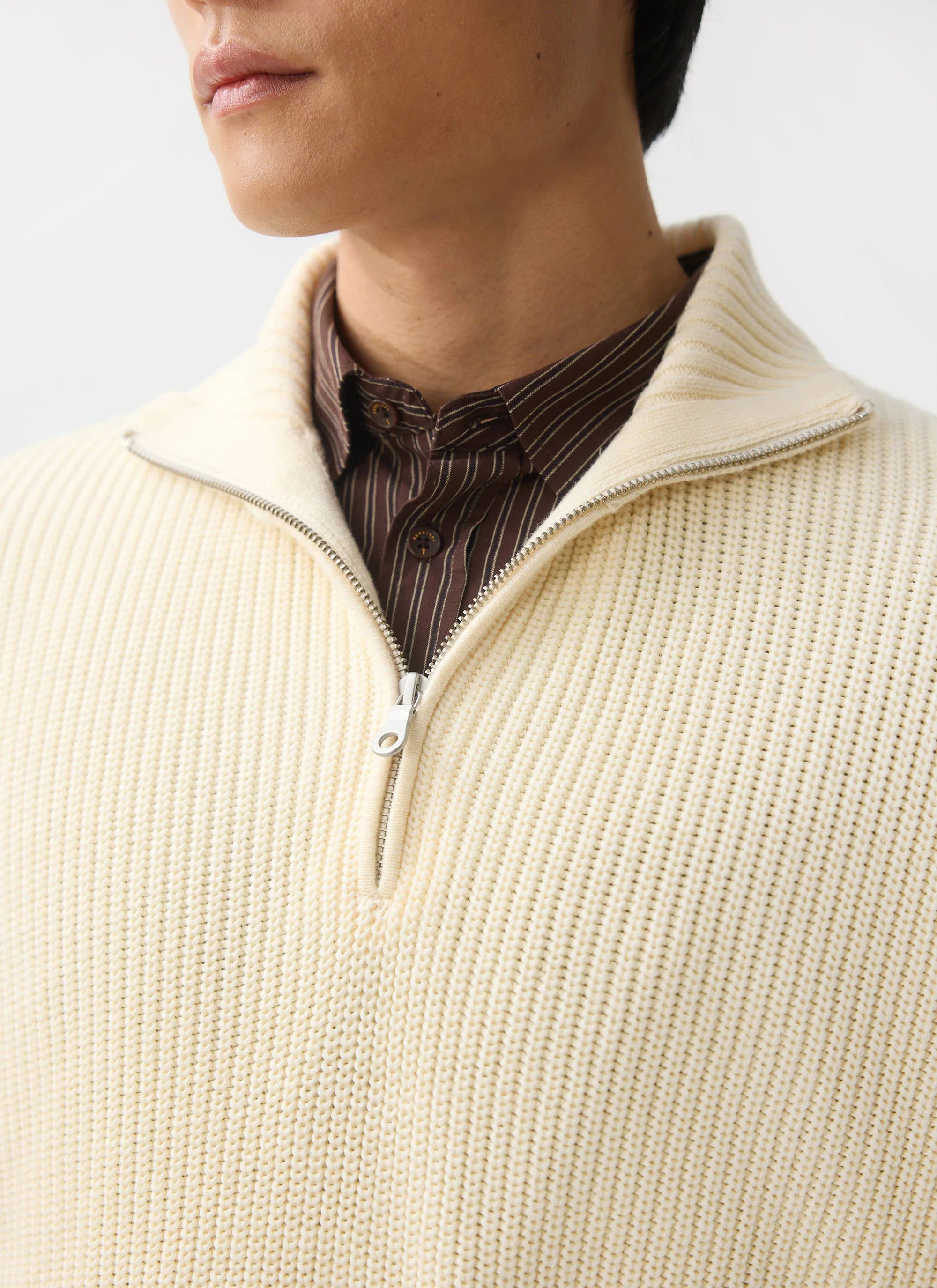 Meyer Quarter Zip Fisherman | Cotton | Cream - Image 4
