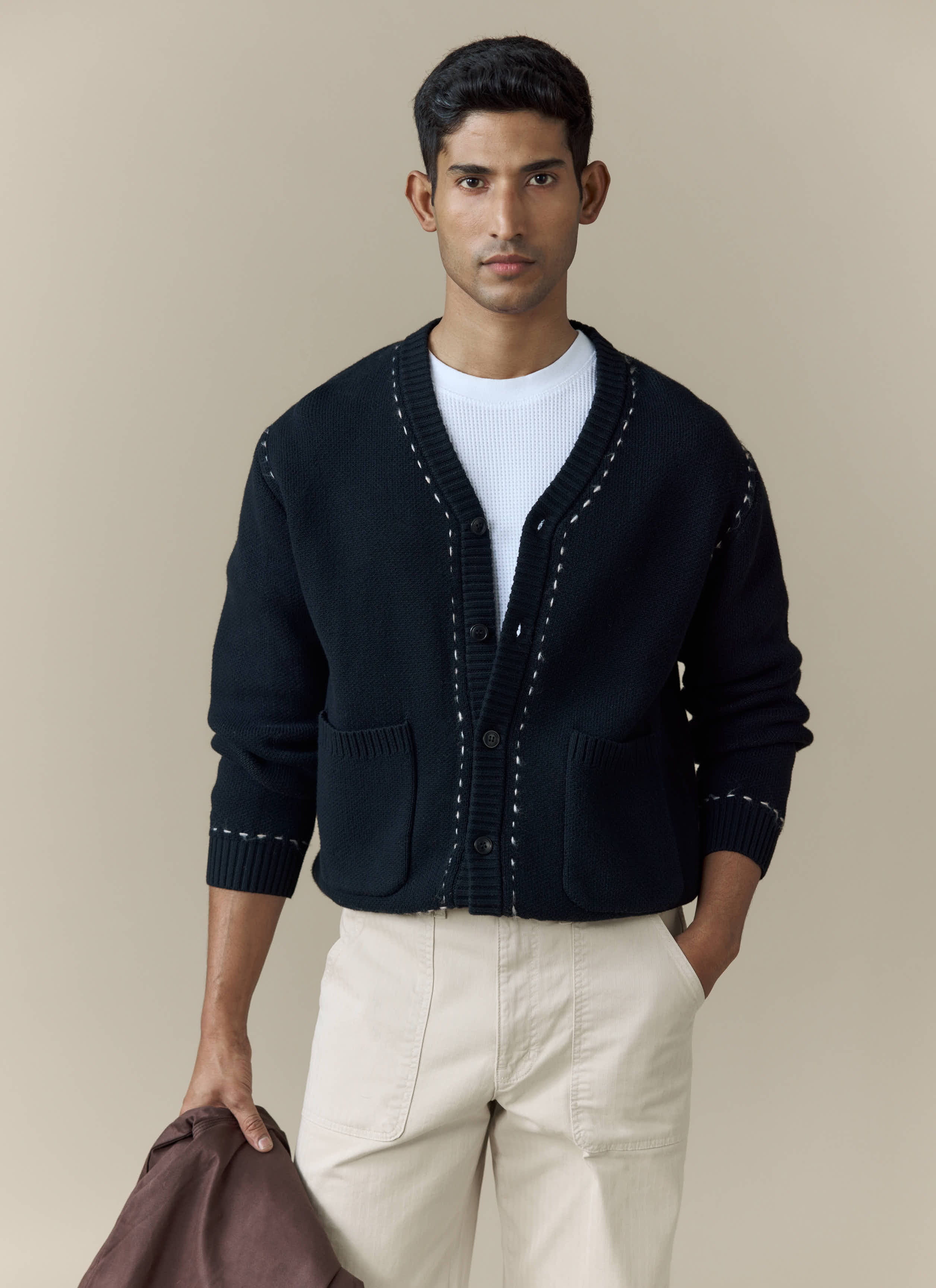 Module Boxy Cardigan | Cotton | Black