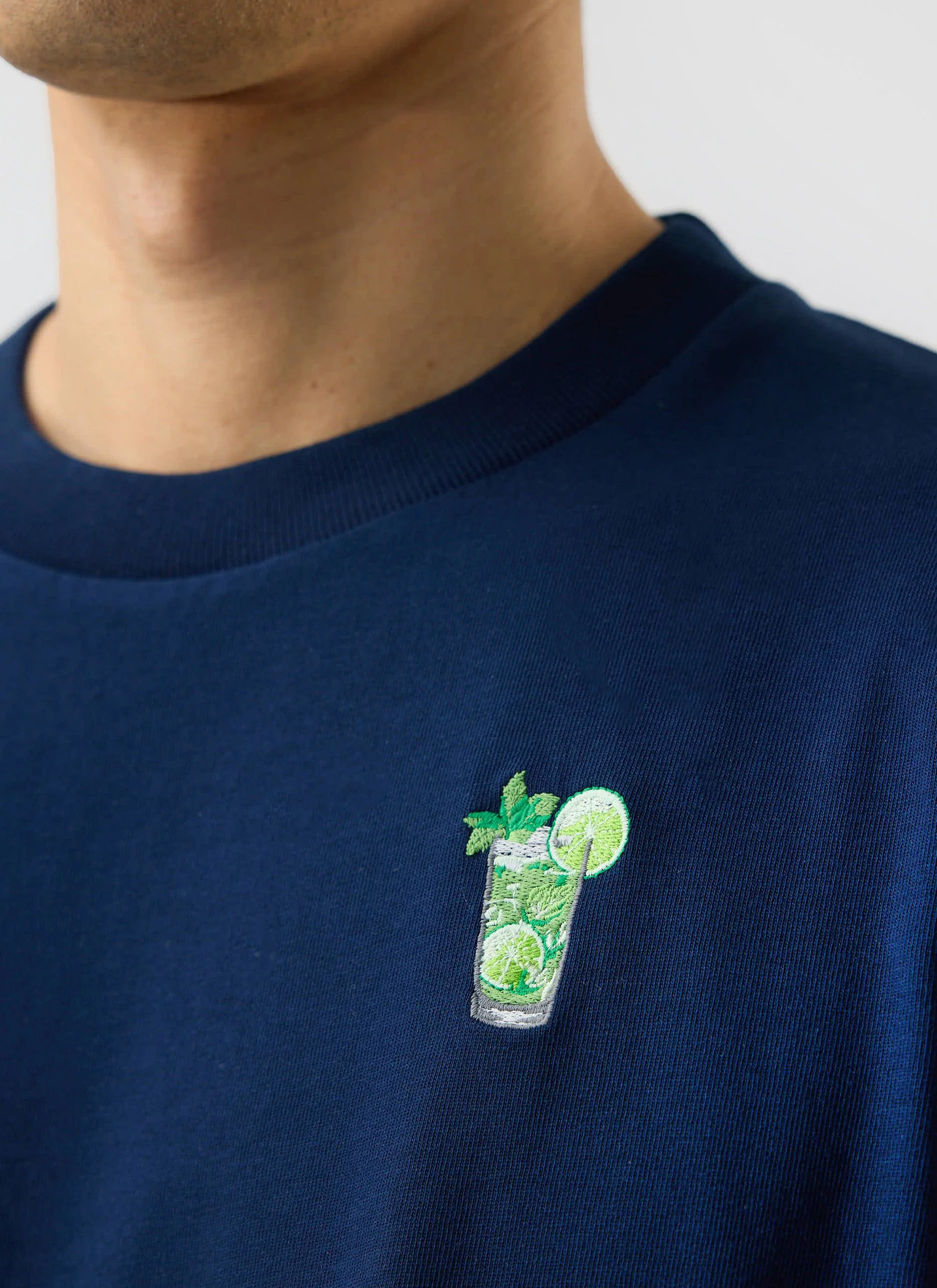 Mojito T Shirt | Embroidered Organic Cotton | Navy