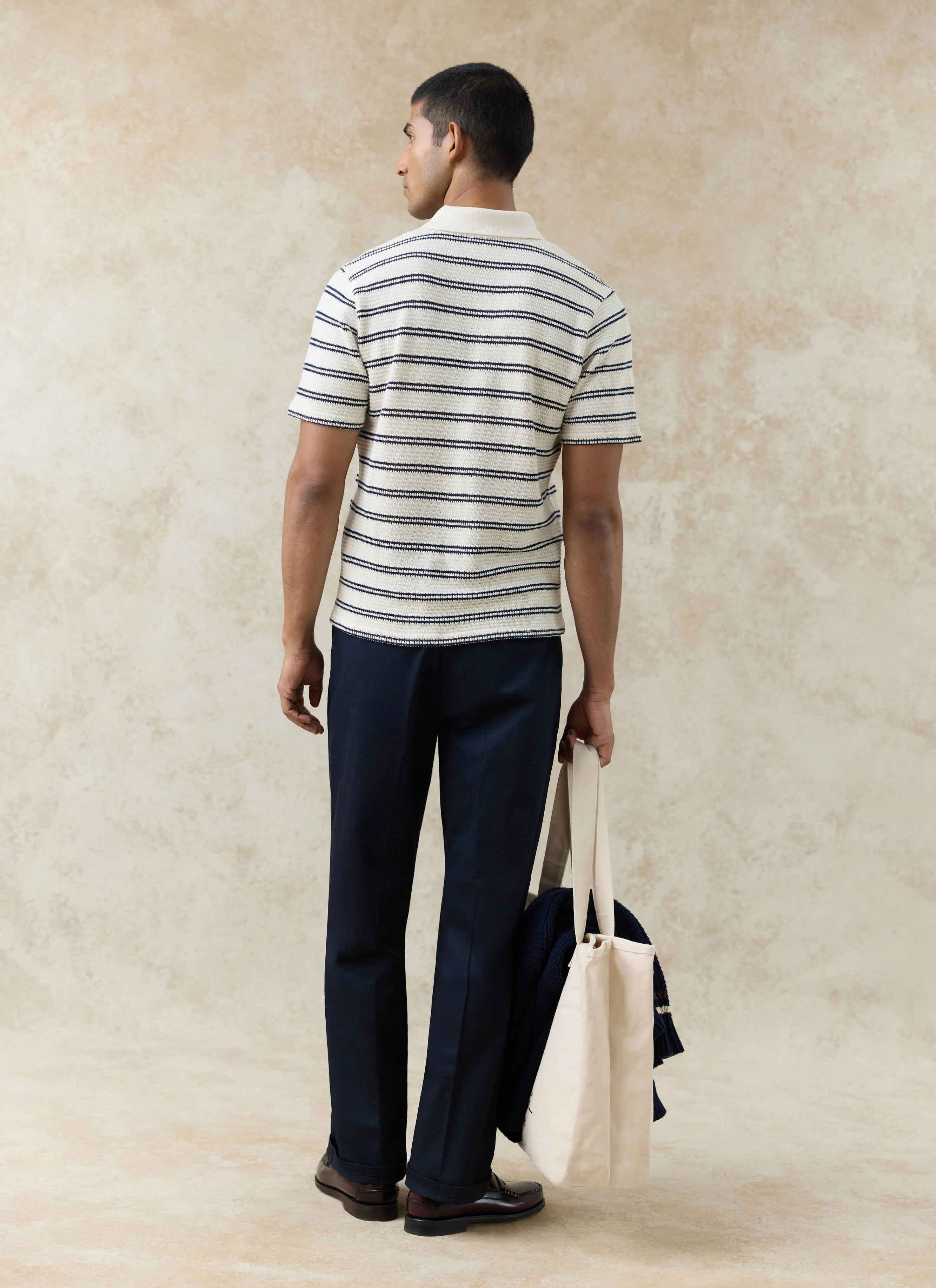 Moore Polo | Cotton | Cream Stripe - Image 6