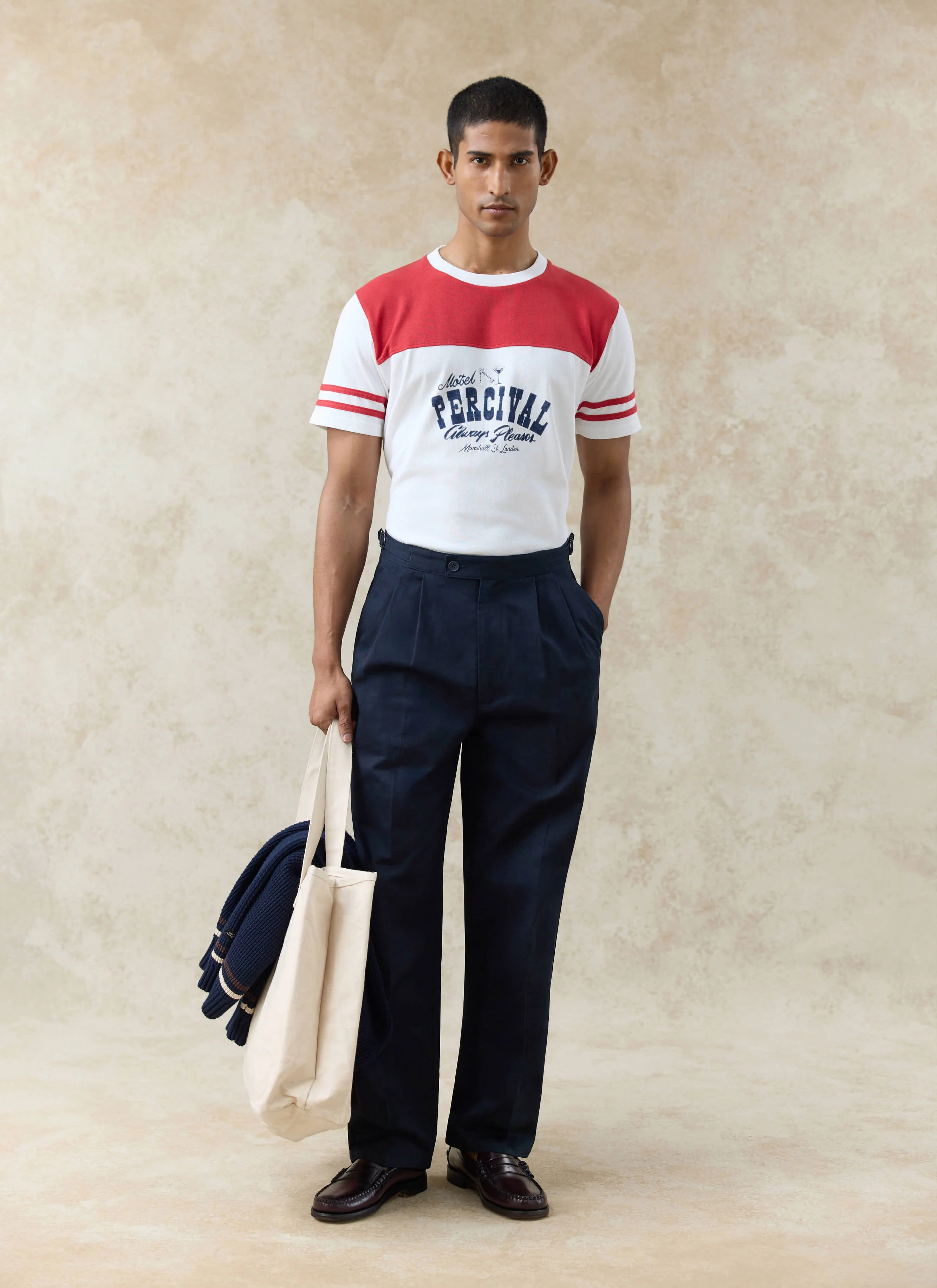Motel Percival T Shirt | Organic Cotton | White and Red - Image 2