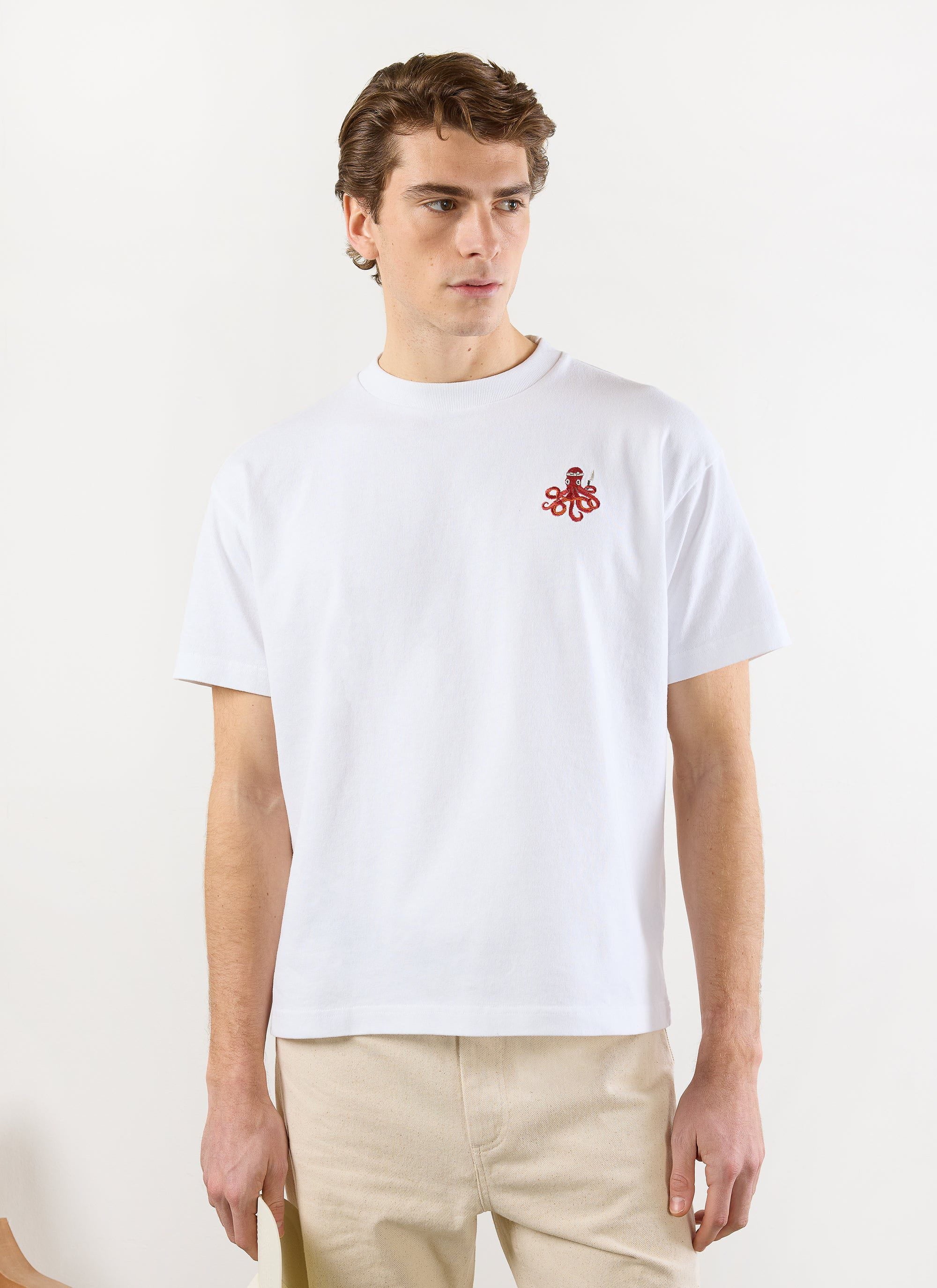 Octo Oversized T Shirt | Embroidered Organic Cotton | White - Image 3