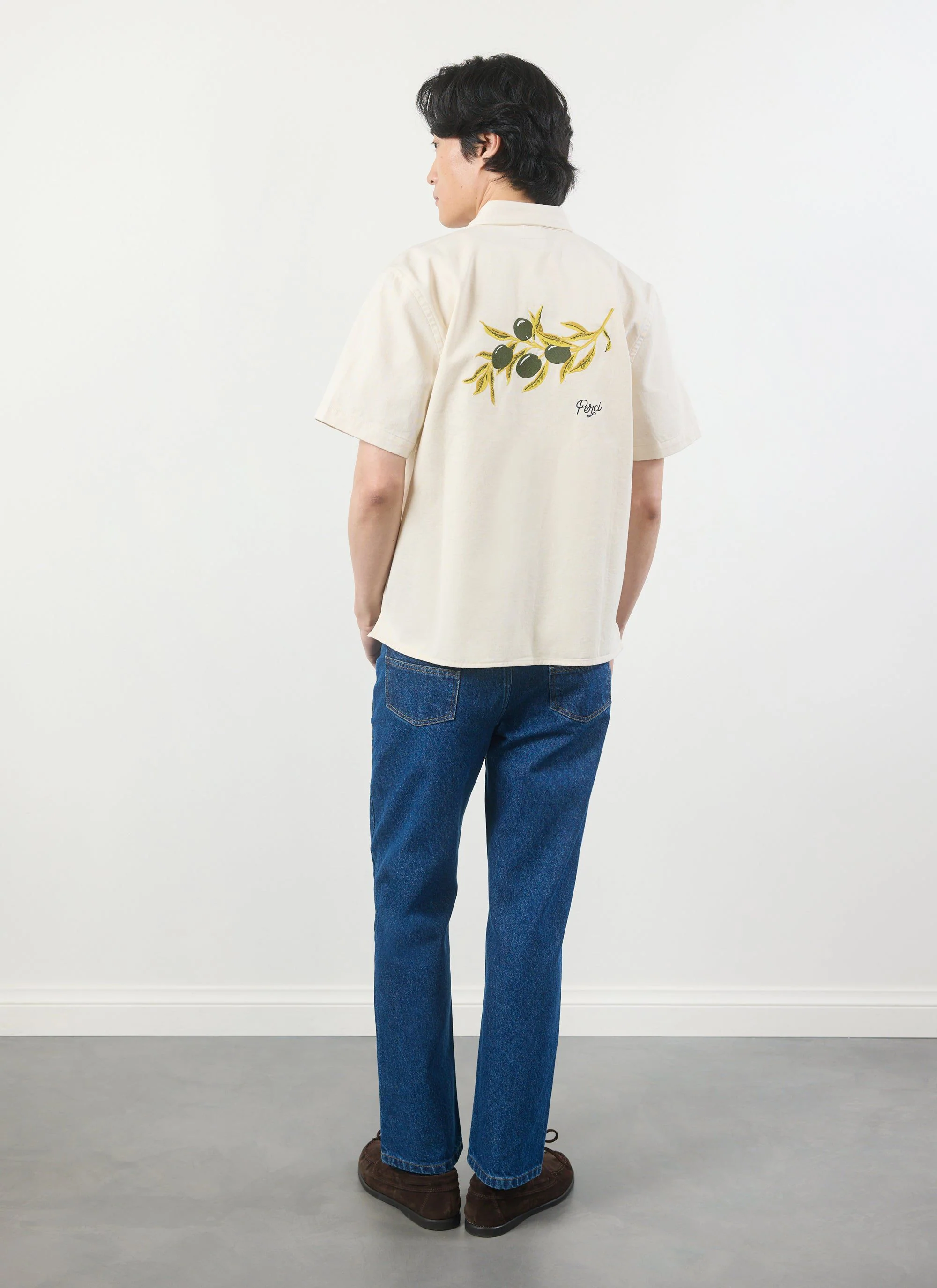 Olive Embroidered Cropped Shirt | White - Image 3