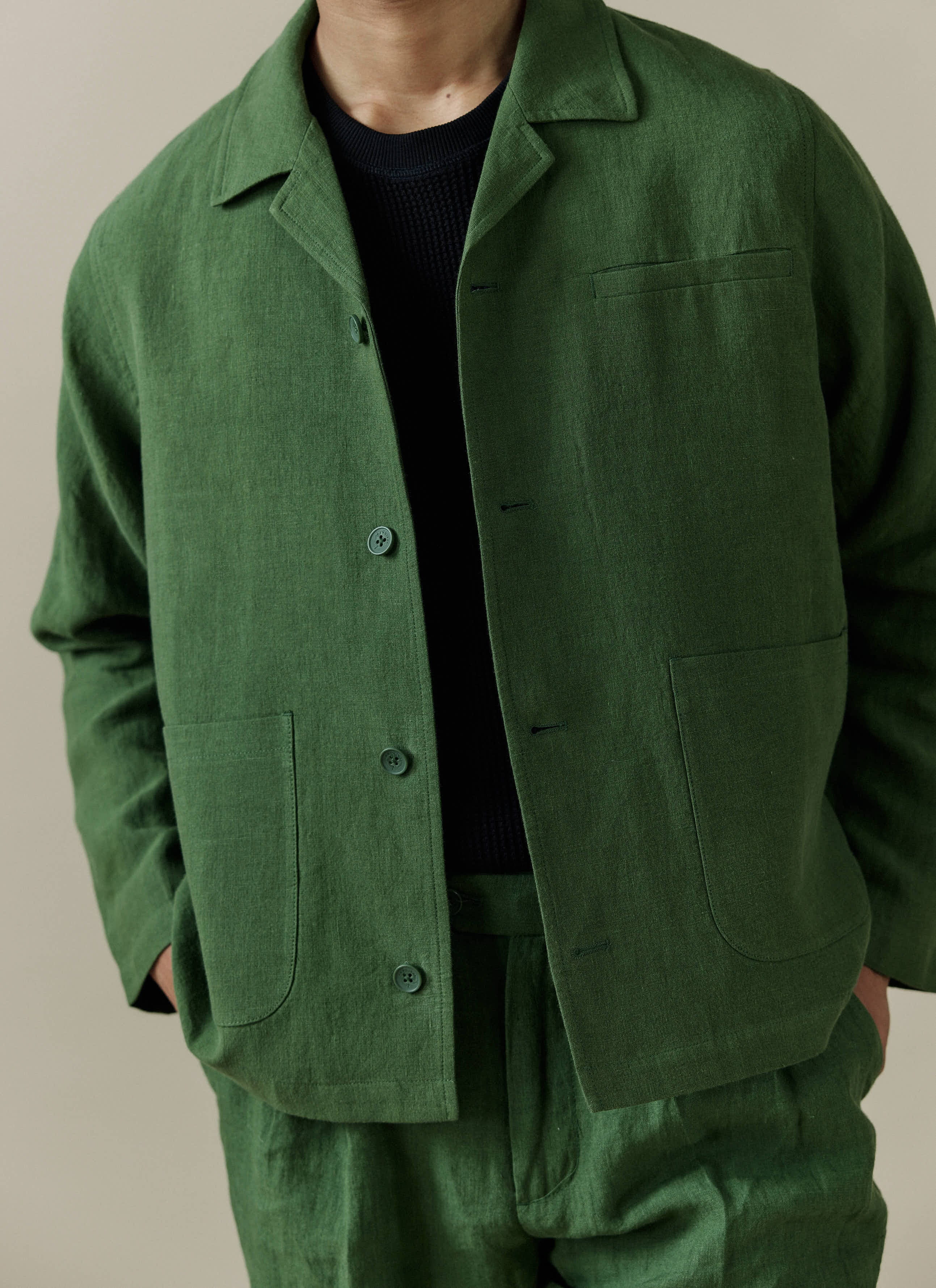 Boxy Overshirt | Linen | Forest - Image 3