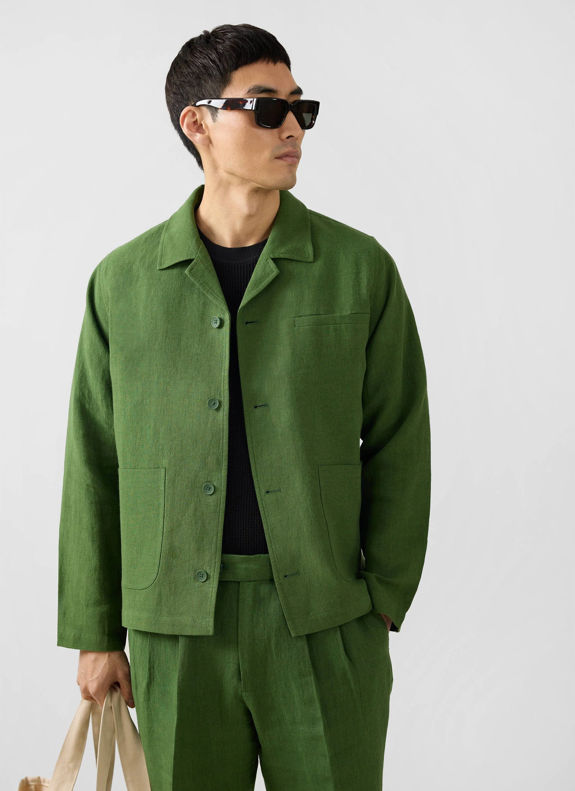 Boxy Overshirt | Linen | Forest - Image 8