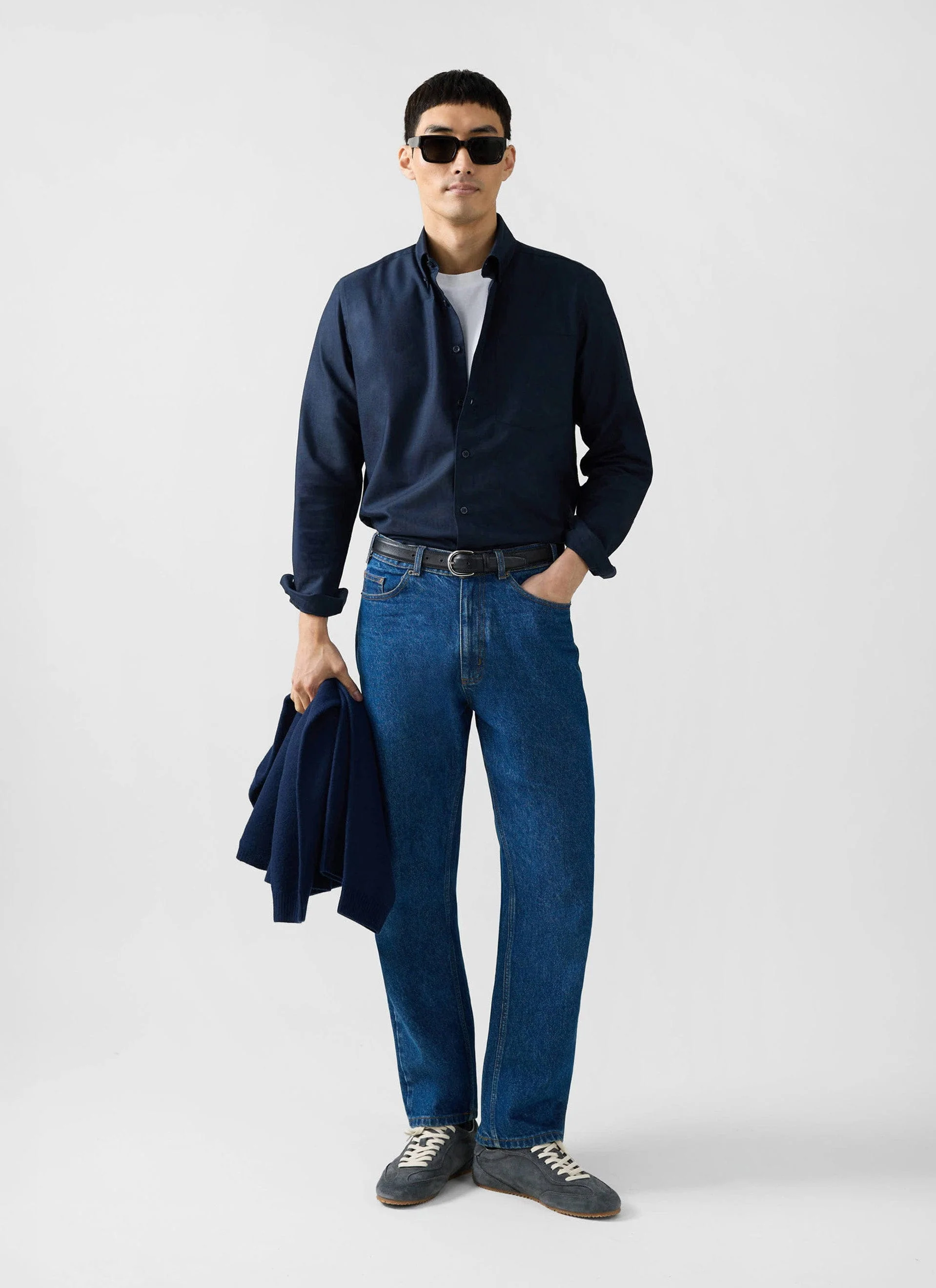 Oxford Regular Shirt | Cotton | Navy - Image 4