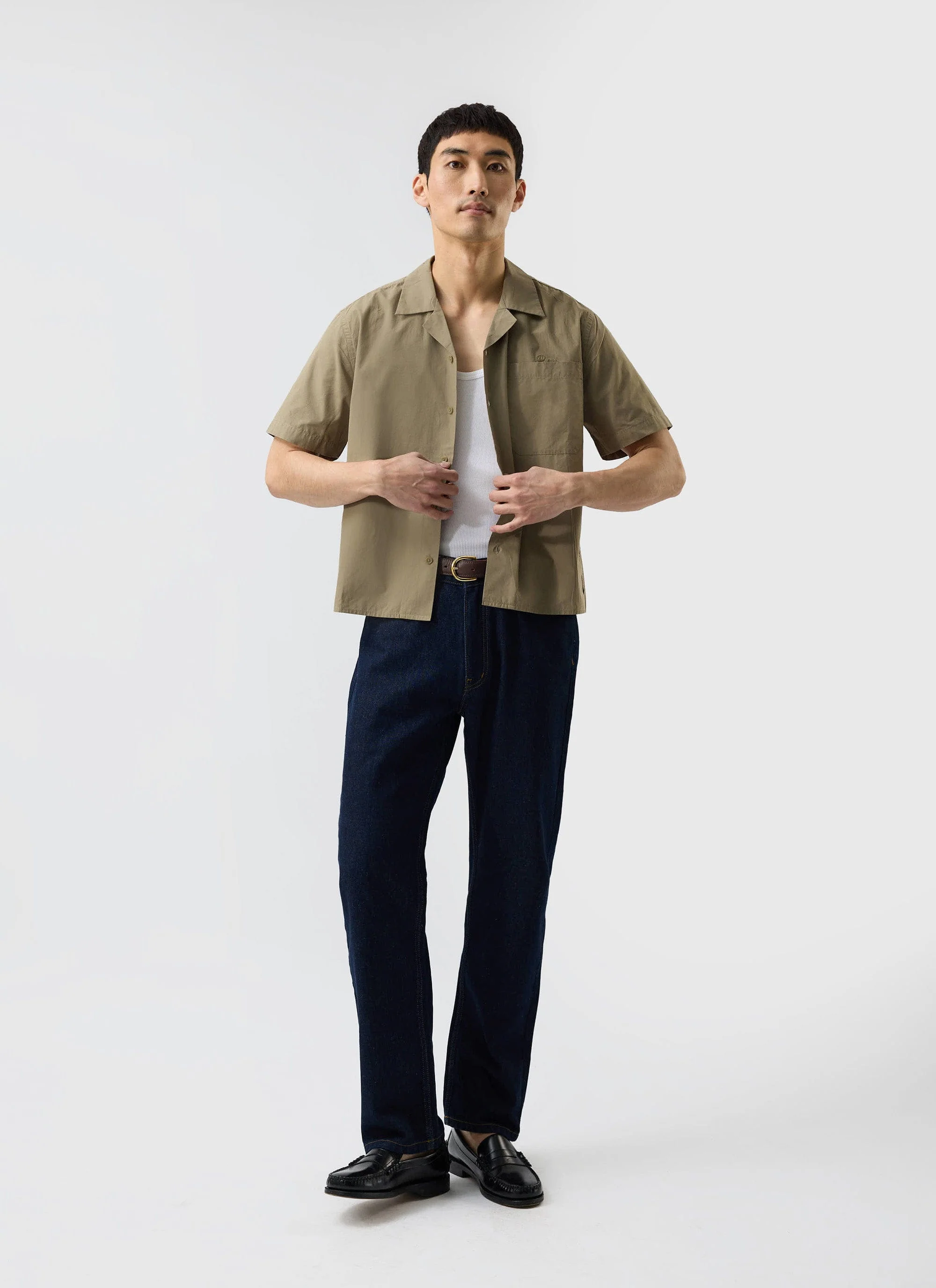 Boxy Cropped Cuban Collar Shirt | Olive - Image 6