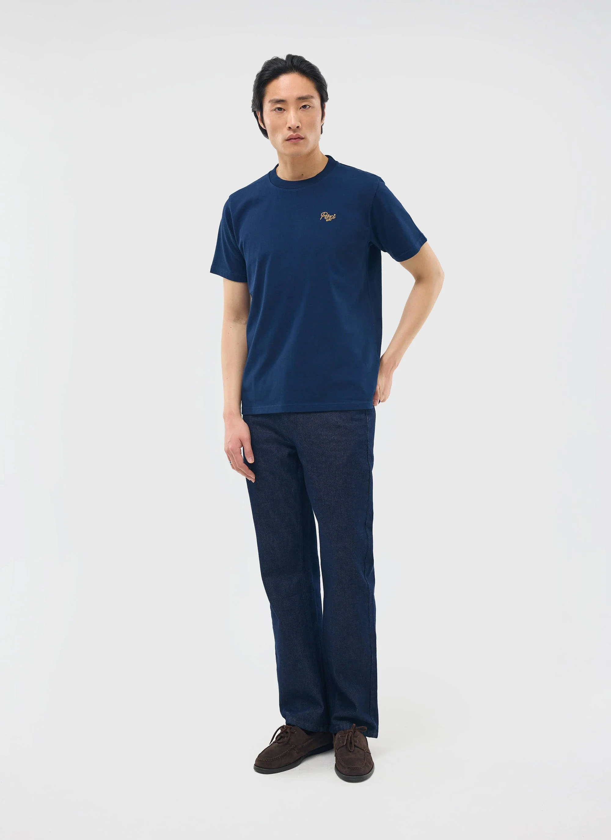 Perci Chainstitch T Shirt | Organic Cotton | Navy - Image 3