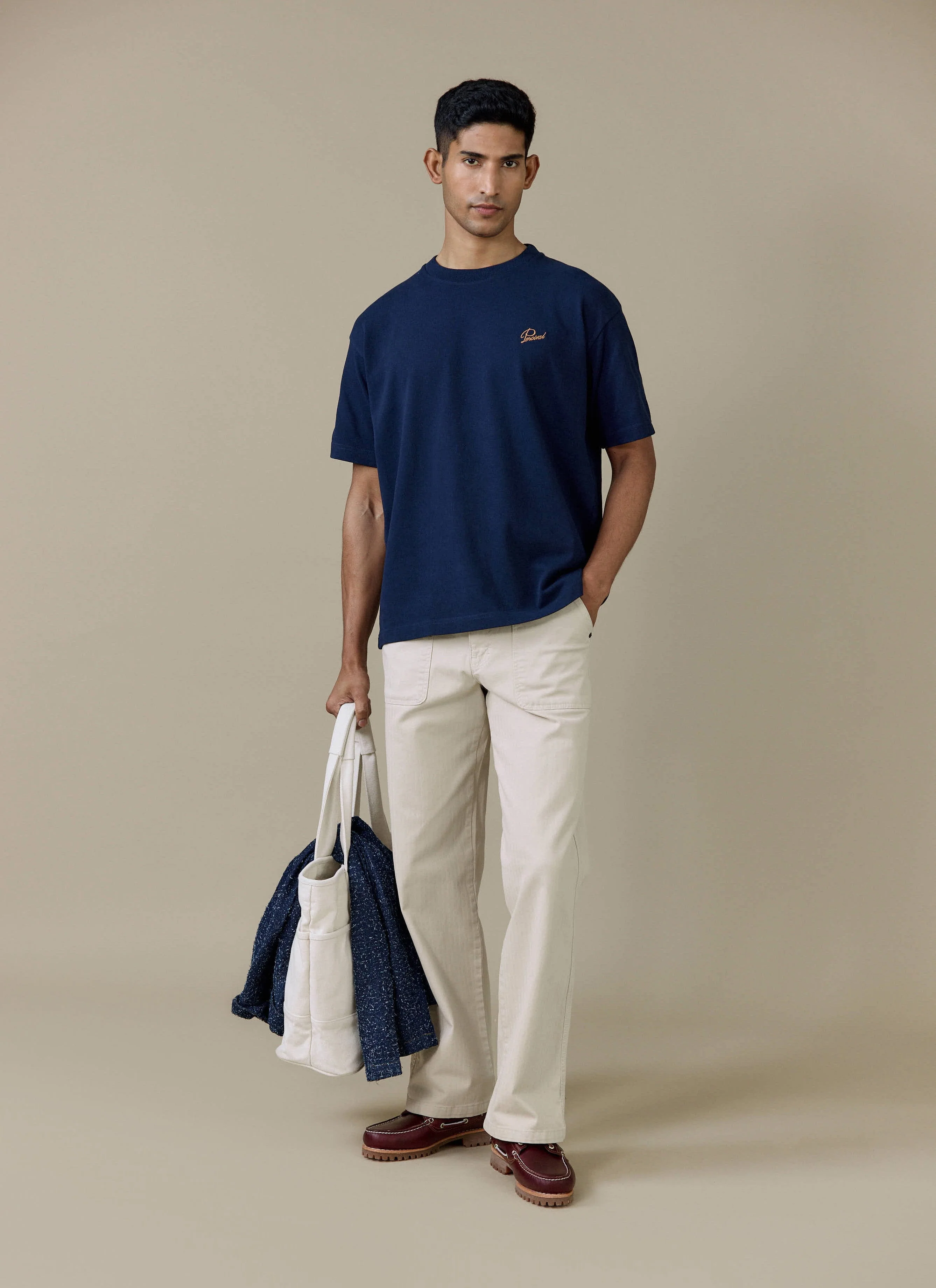 Perci Script T Shirt | Organic Cotton | Navy - Image 4