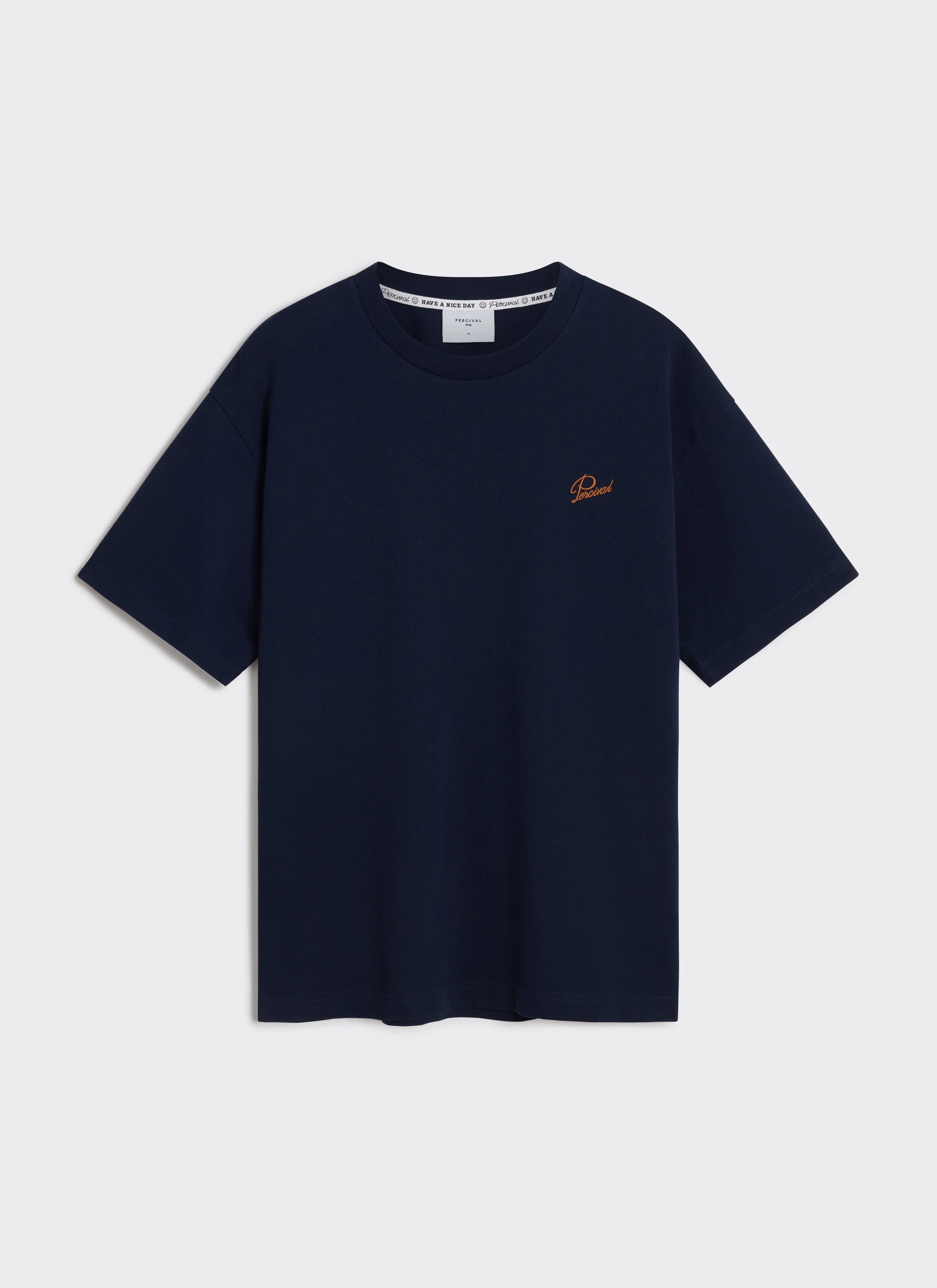 Perci Script T Shirt | Organic Cotton | Navy - Image 6