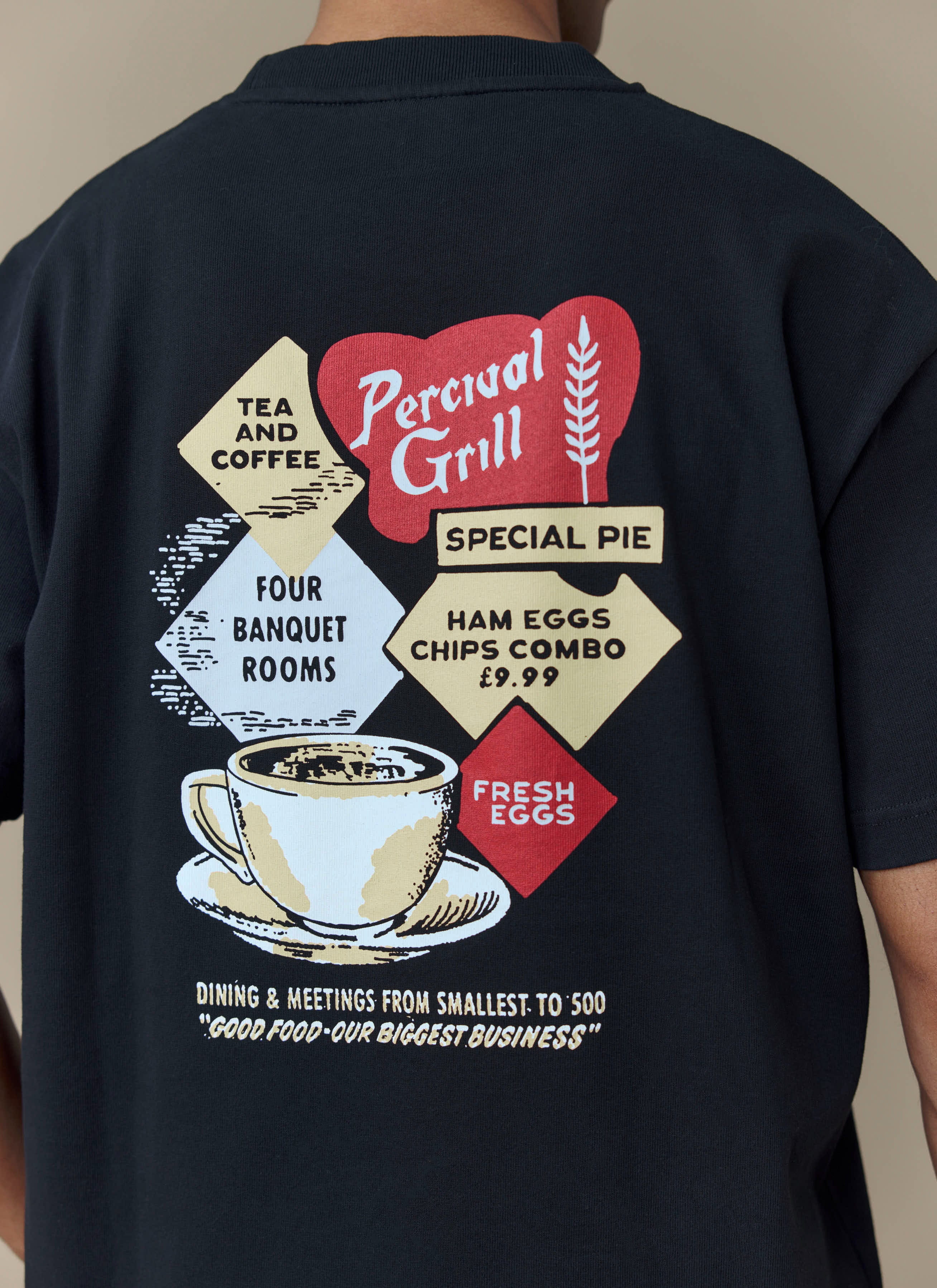 Percival Grill Oversized T Shirt | Organic Cotton | Black - Image 2