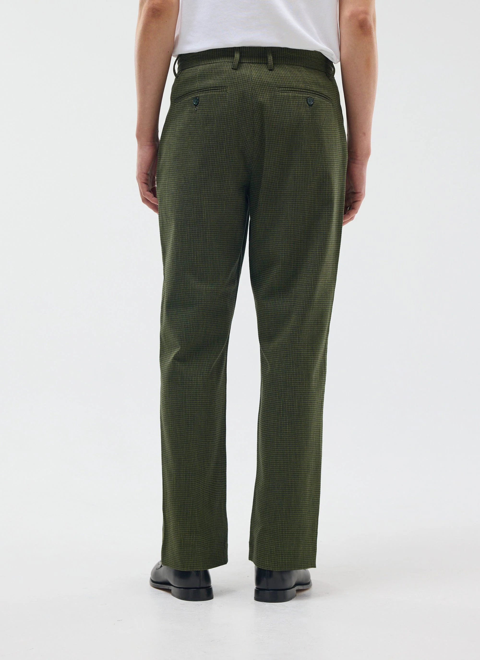Pleated Tailored Trousers | Micro Check | Forest Green - Image 5