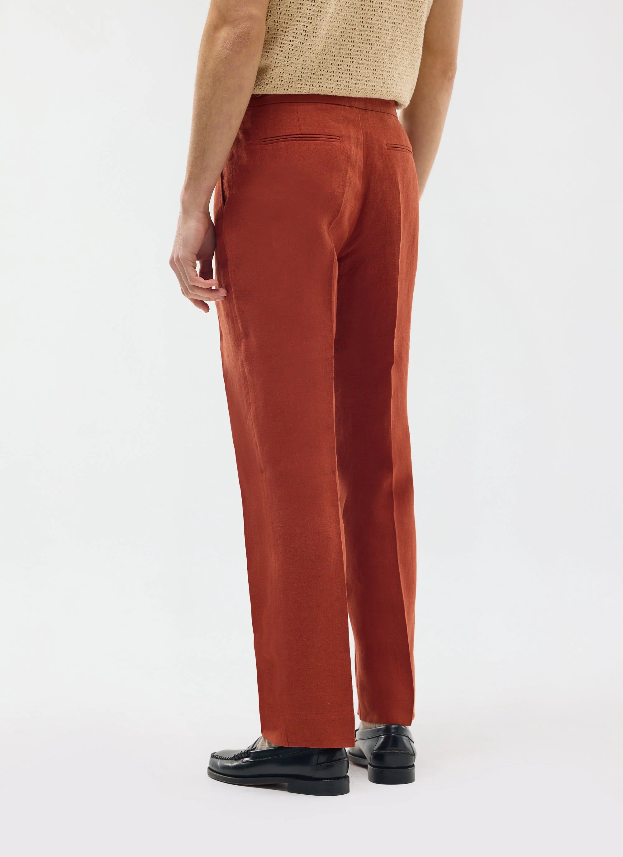 Pleated Tailored Trousers | Linen | Rust - Image 5