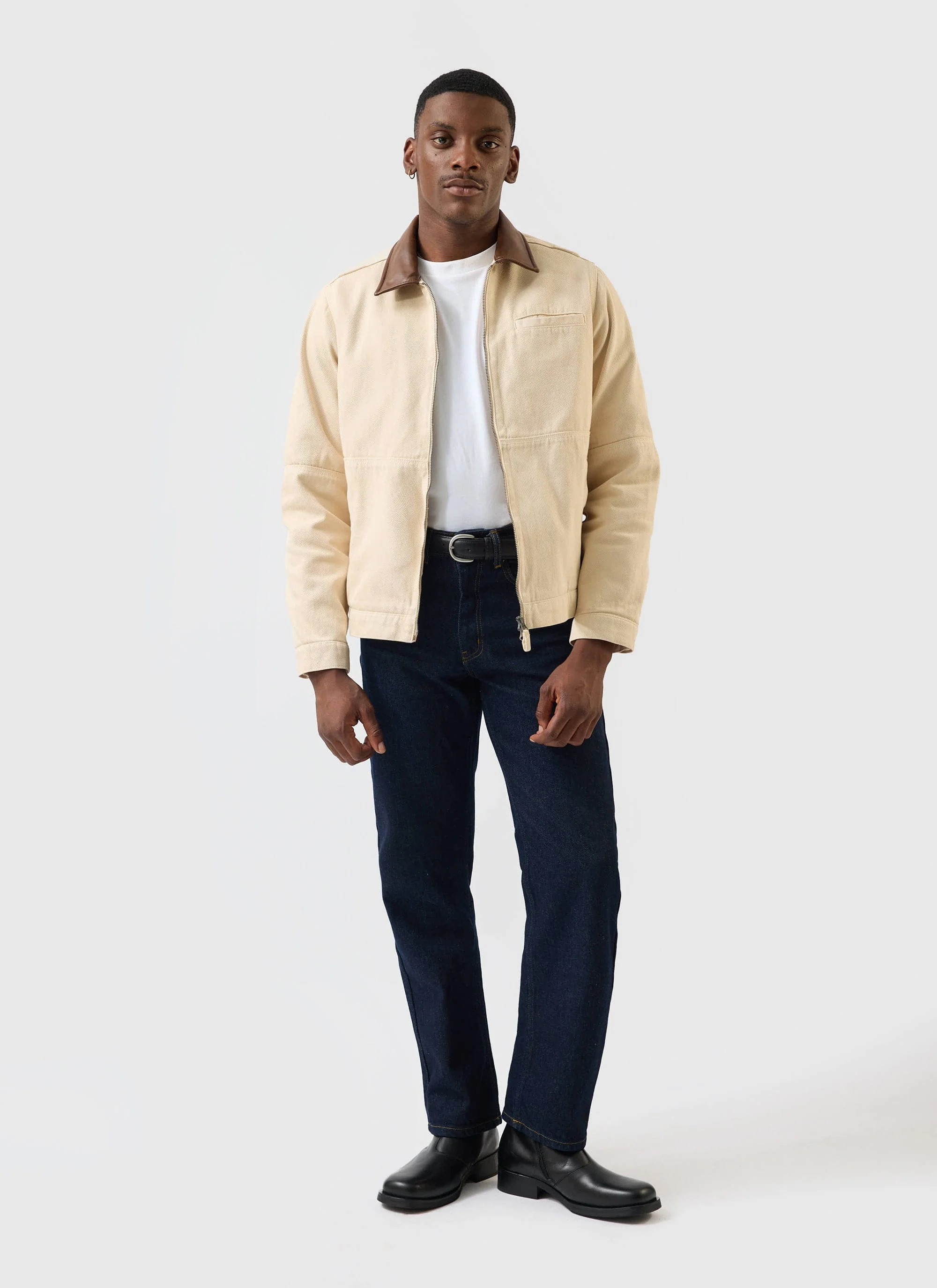 Preface Contrast Collar Jacket | Cotton Twill | Cream - Image 10