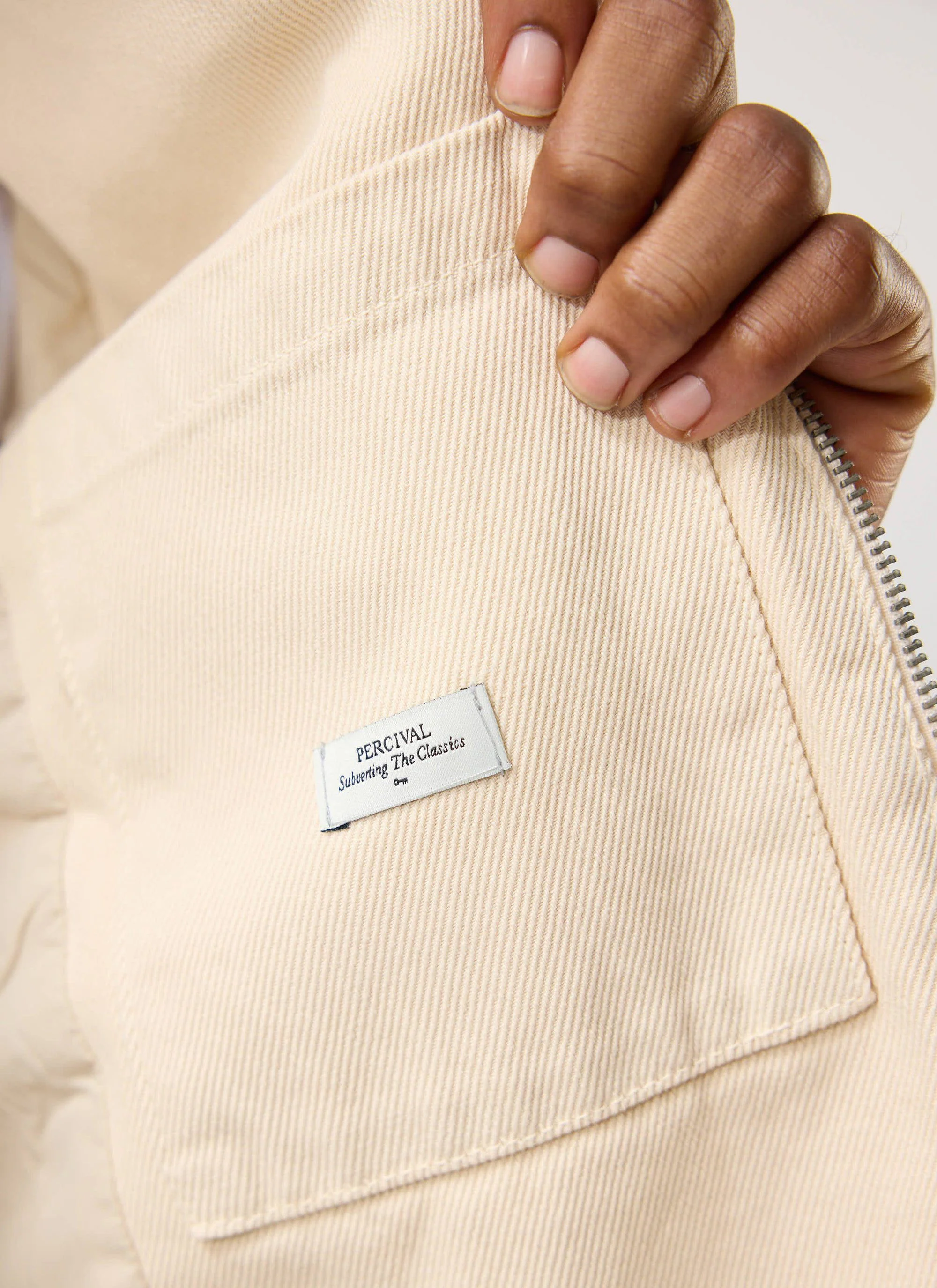 Preface Contrast Collar Jacket | Cotton Twill | Cream - Image 11