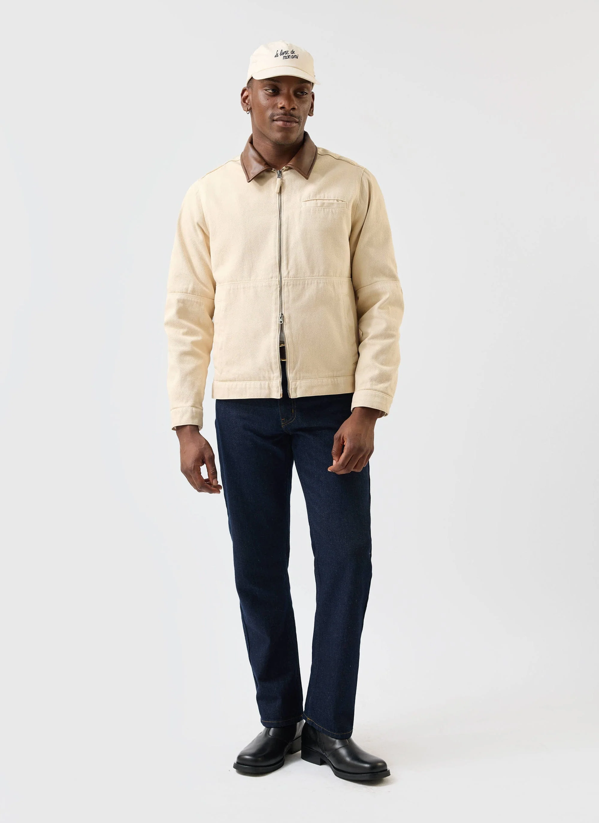 Preface Contrast Collar Jacket | Cotton Twill | Cream - Image 5