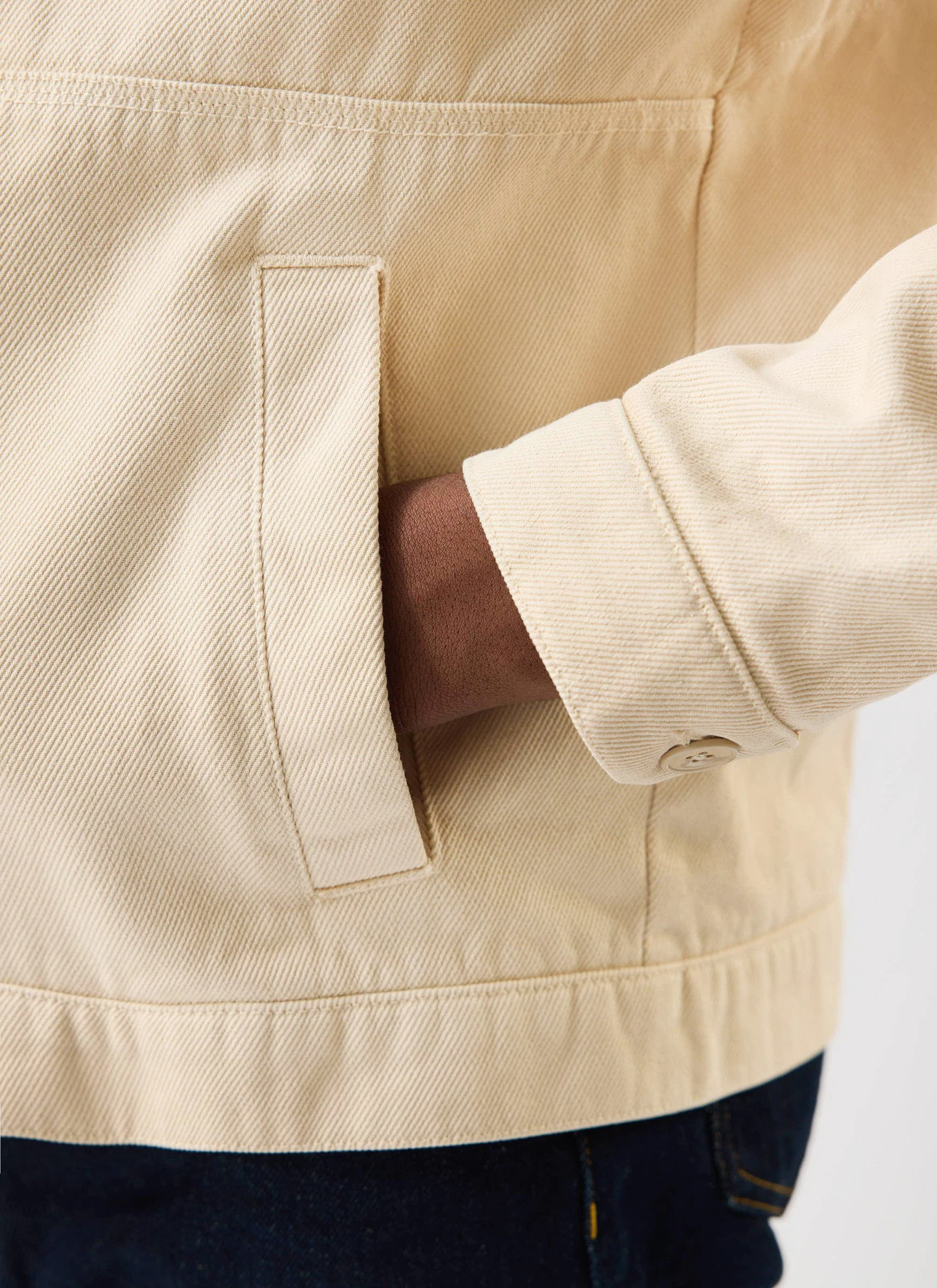 Preface Contrast Collar Jacket | Cotton Twill | Cream - Image 8