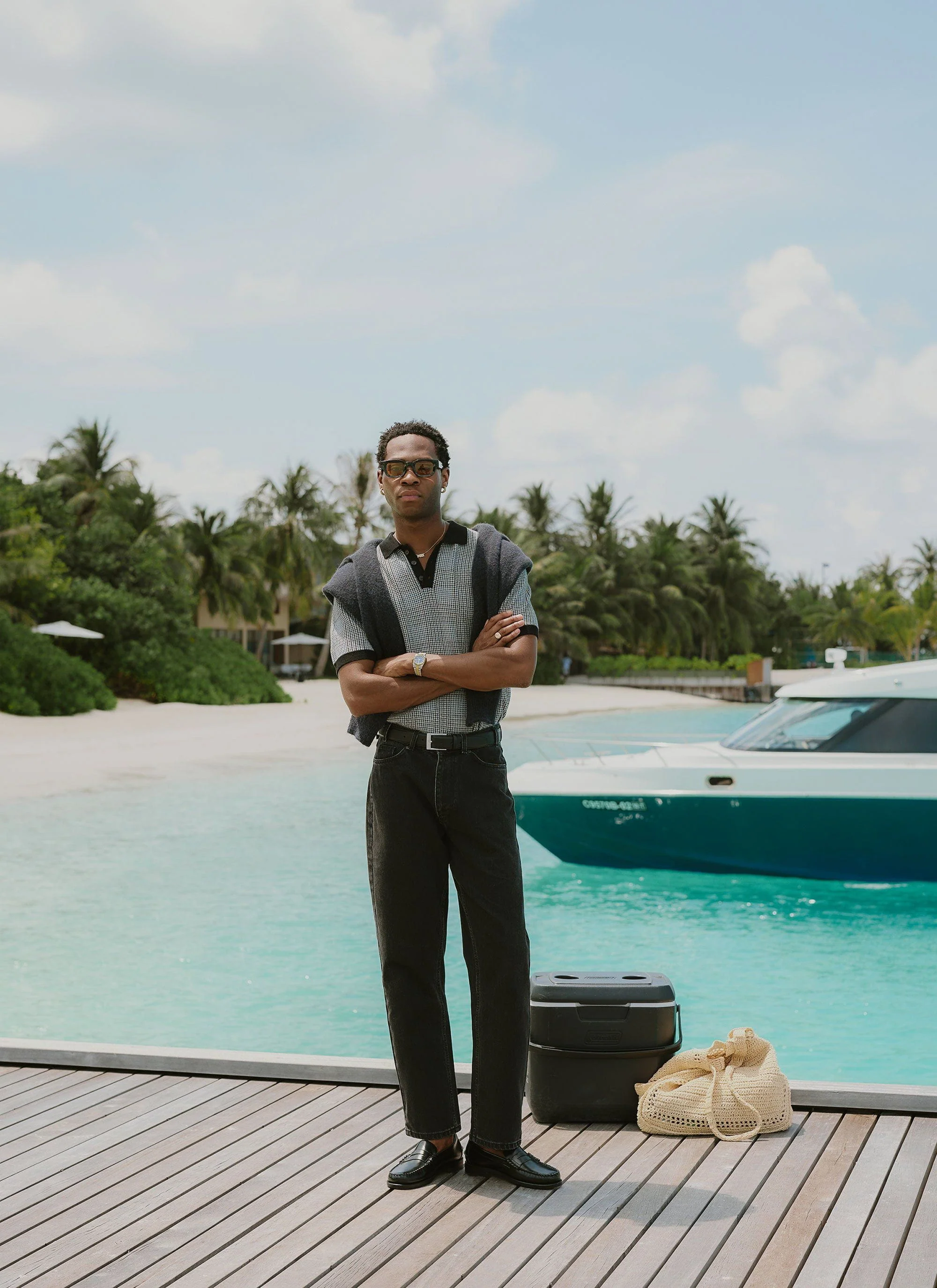 Casa Martini Knitted Polo | Puppytooth Cotton | Navy - Image 6