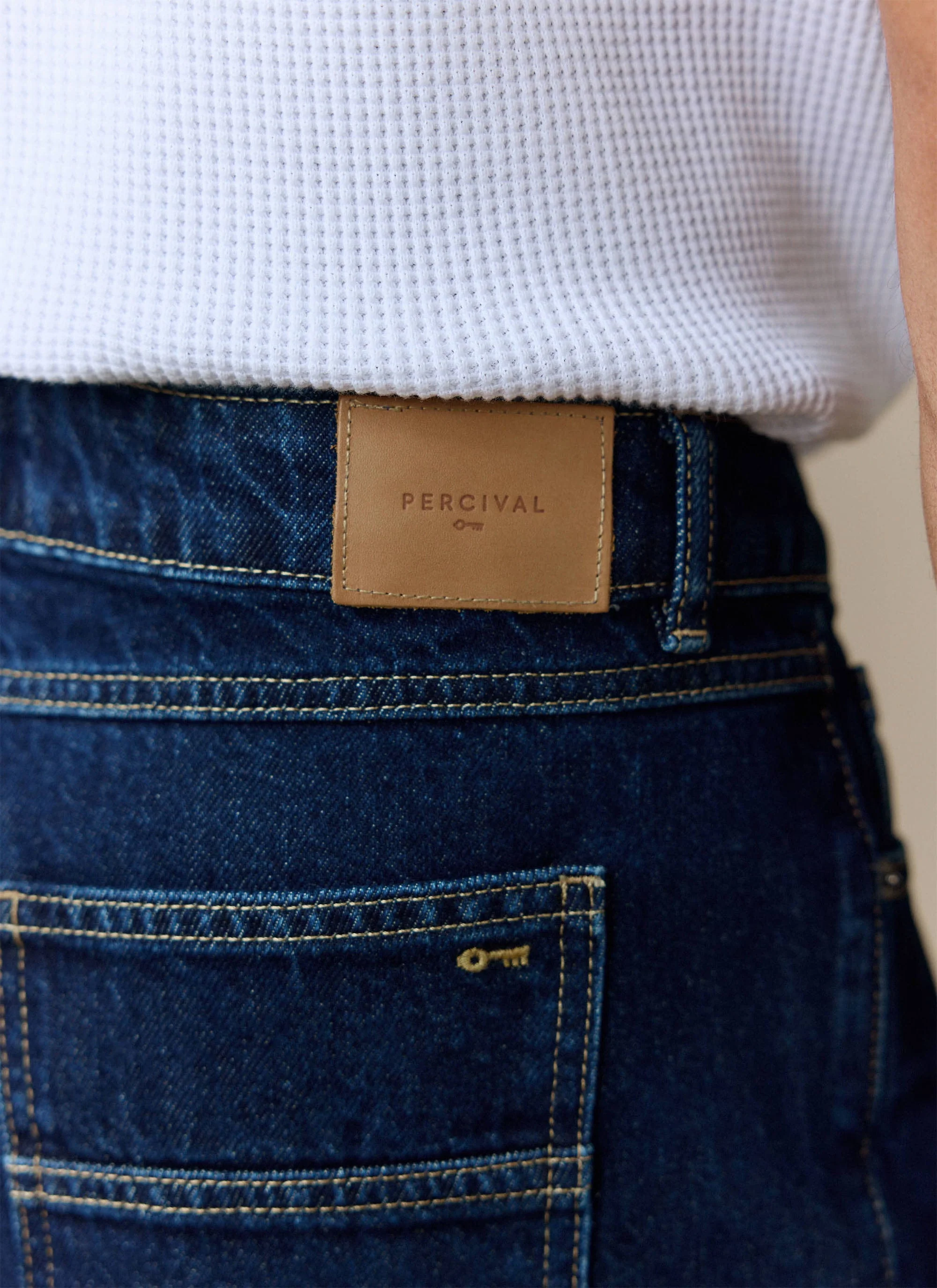 Pleated Denim Jeans | Cotton | Dark Indigo Blue - Image 3